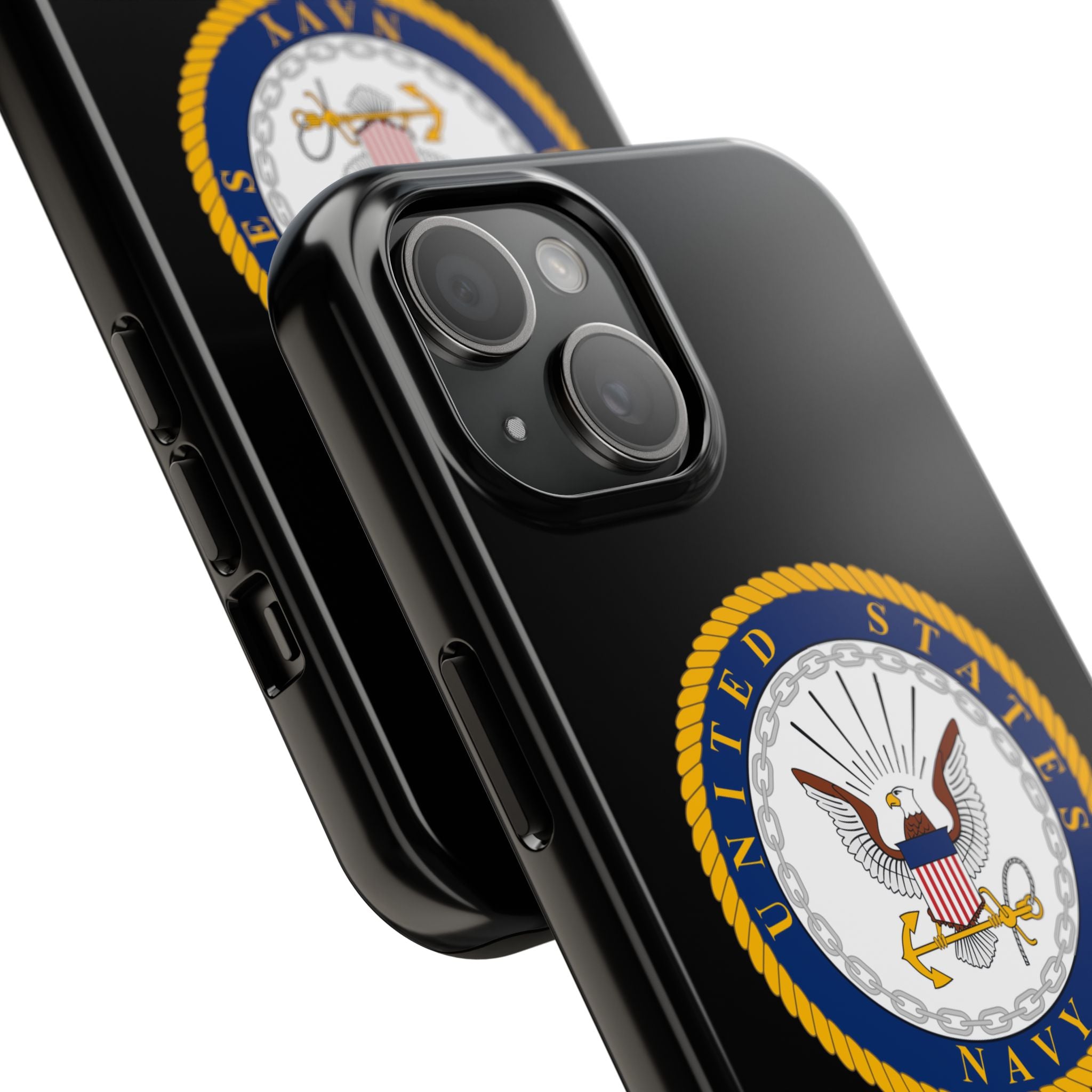 Navy Emblem Tough Phone Case — Custom Text Military iPhone Cover