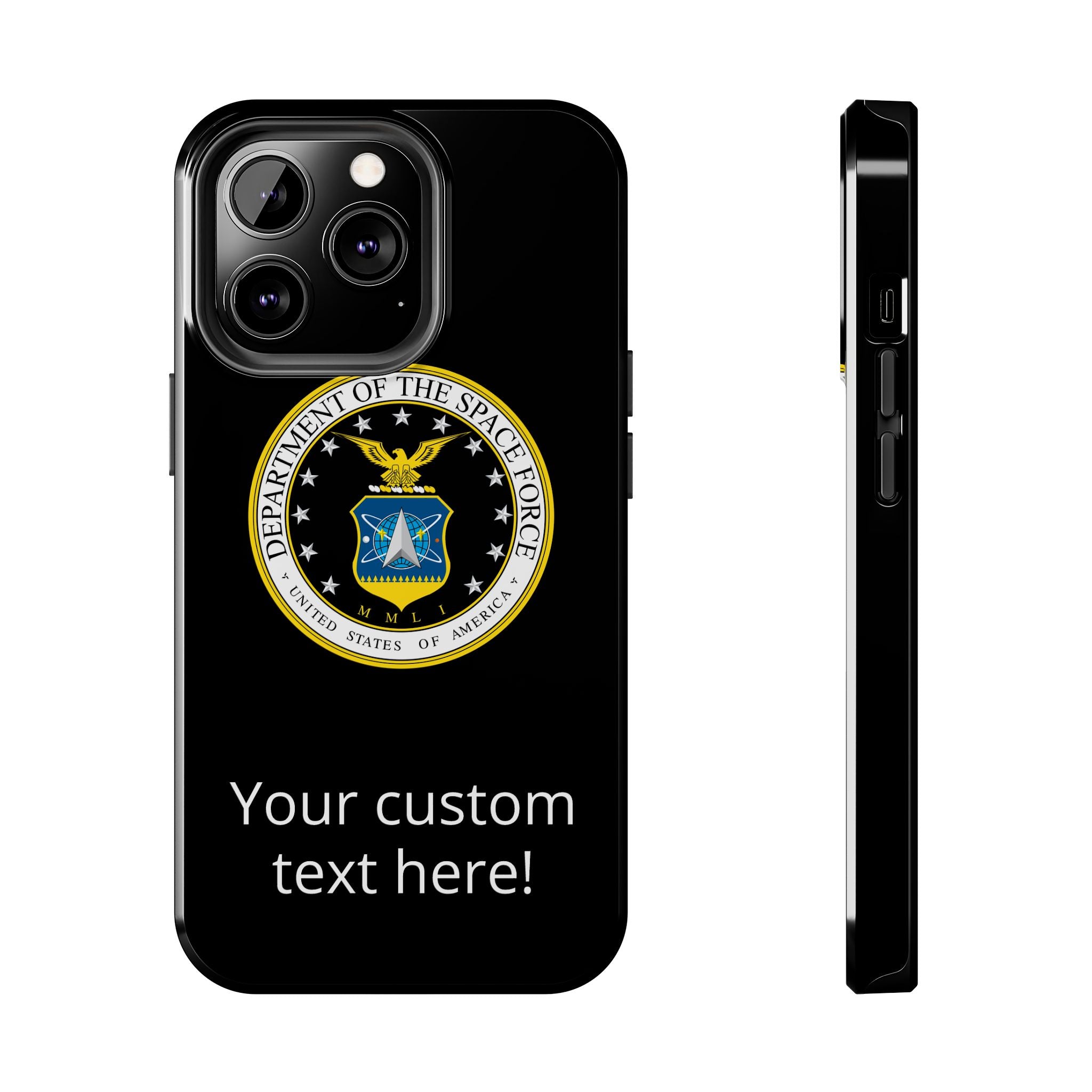 Space Force Tough Phone Case — Custom Text Military Emblem Protective Case