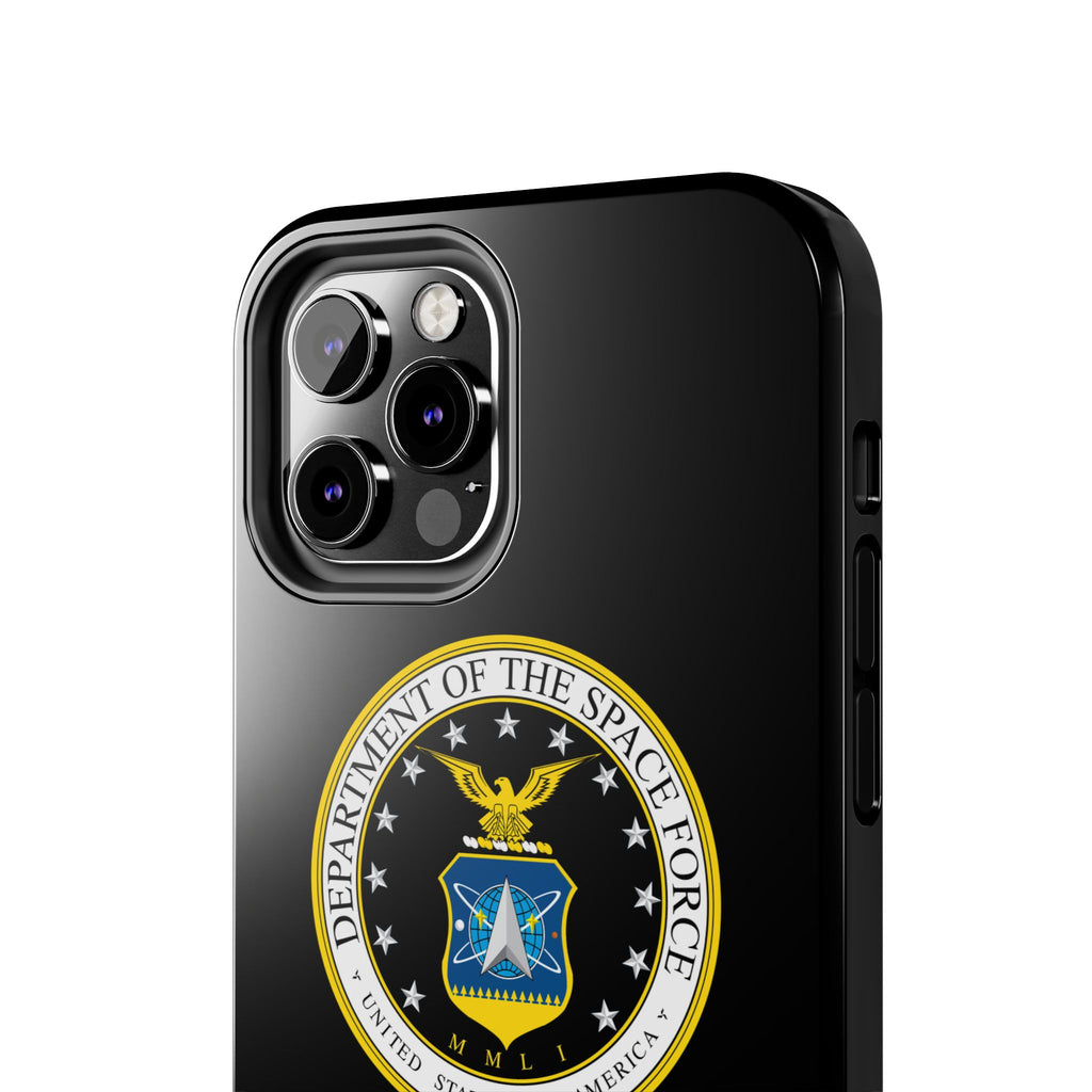 Space Force Tough Phone Case — Custom Text Military Emblem Protective Case