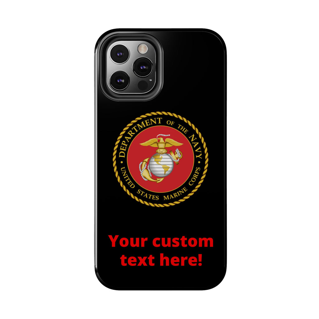 USMC Emblem Tough Phone Case — Custom Text Military iPhone Protector