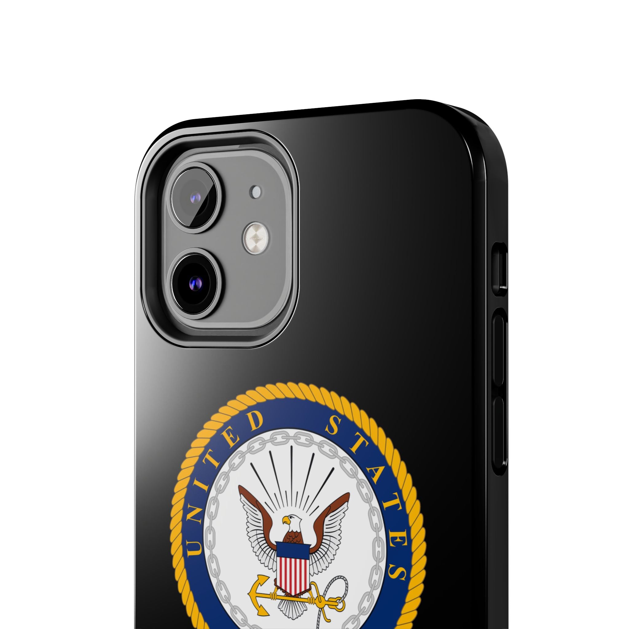 Navy Emblem Tough Phone Case — Custom Text Military iPhone Cover
