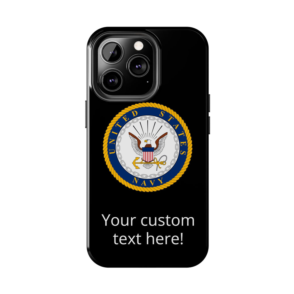 Navy Emblem Tough Phone Case — Custom Text Military iPhone Cover