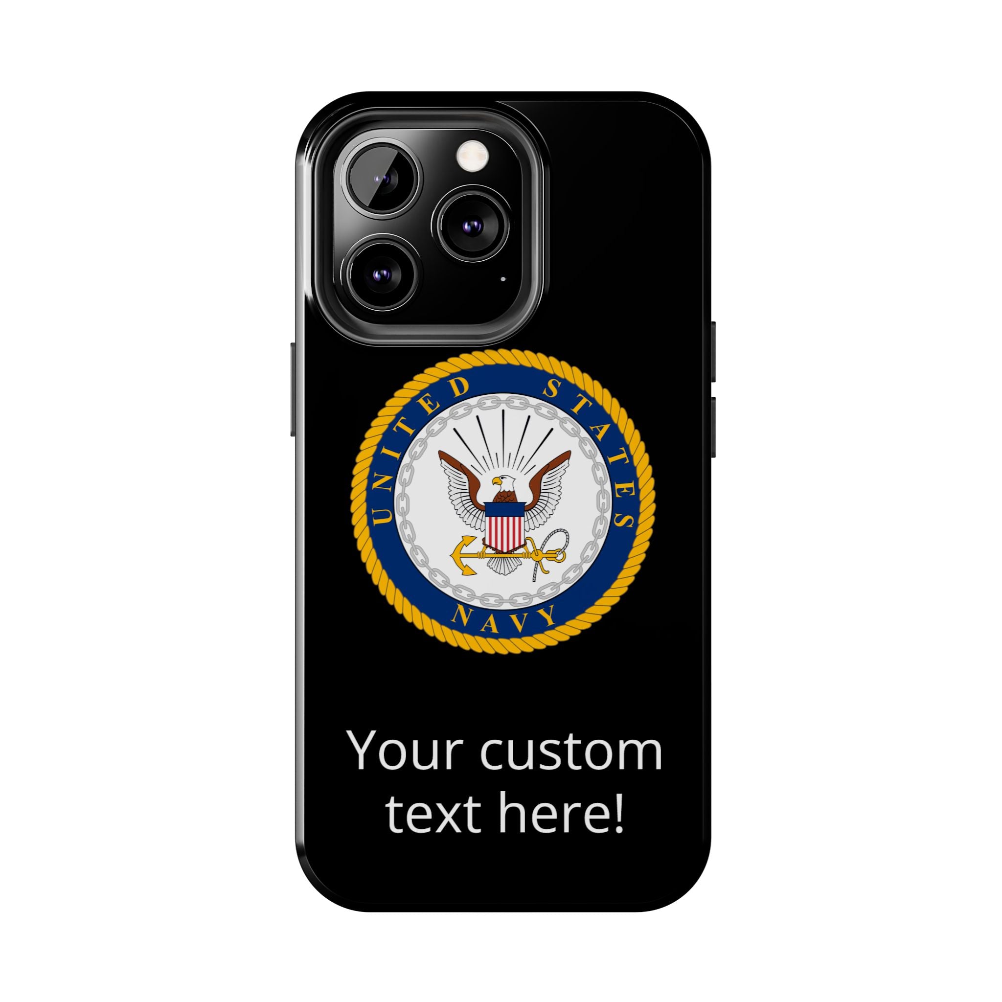 Navy Emblem Tough Phone Case — Custom Text Military iPhone Cover