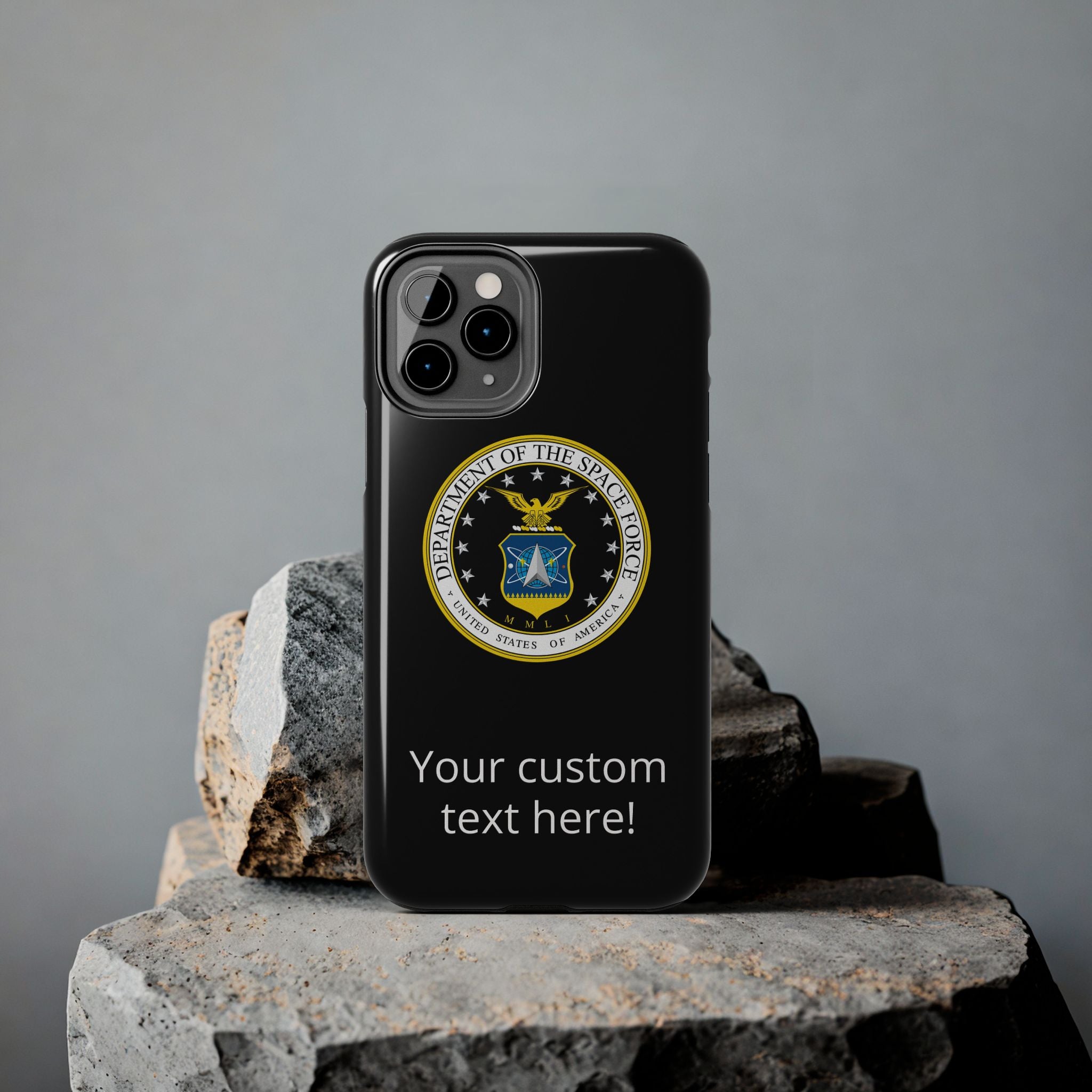 Space Force Tough Phone Case — Custom Text Military Emblem Protective Case