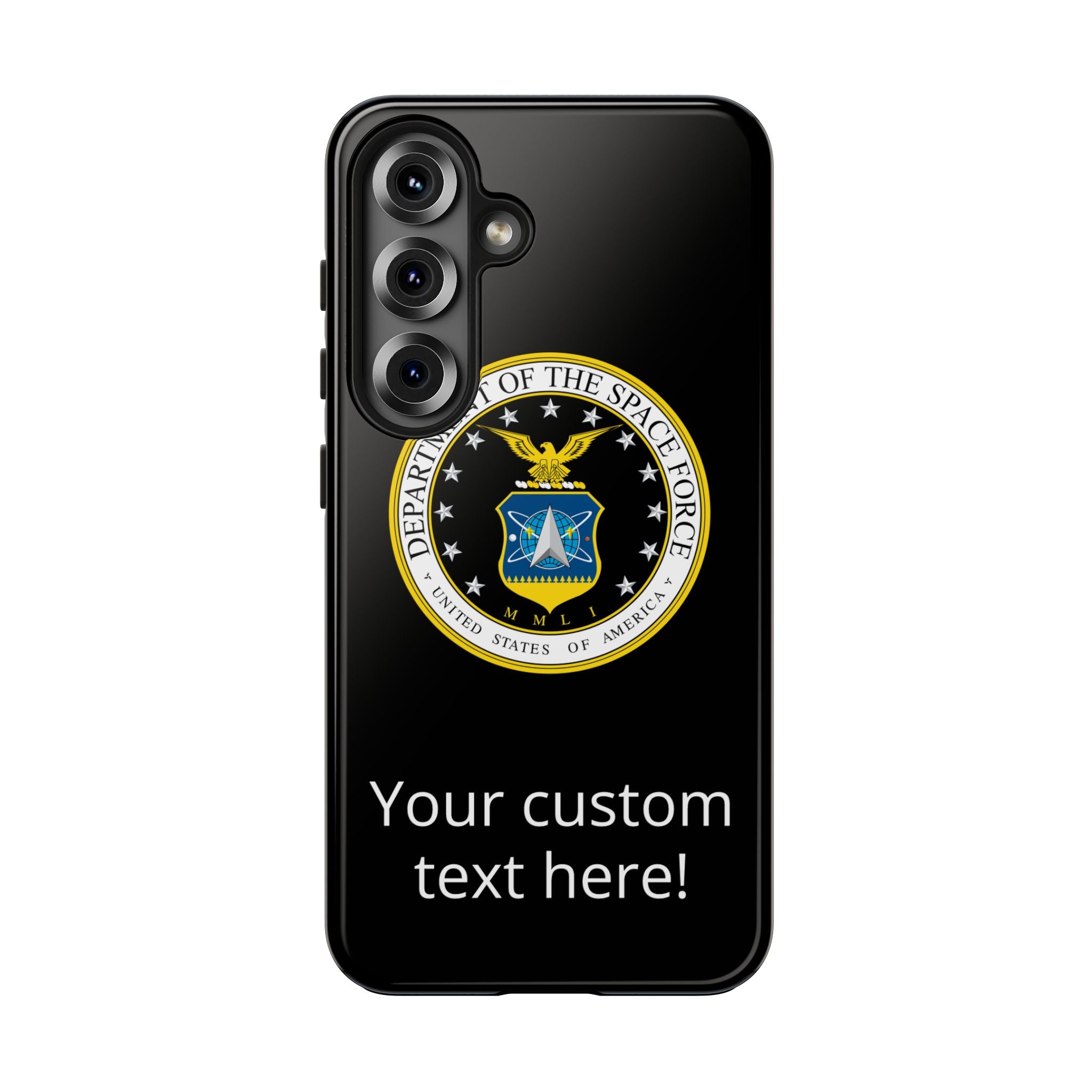 Space Force Tough Phone Case — Custom Text Military Emblem Protective Case