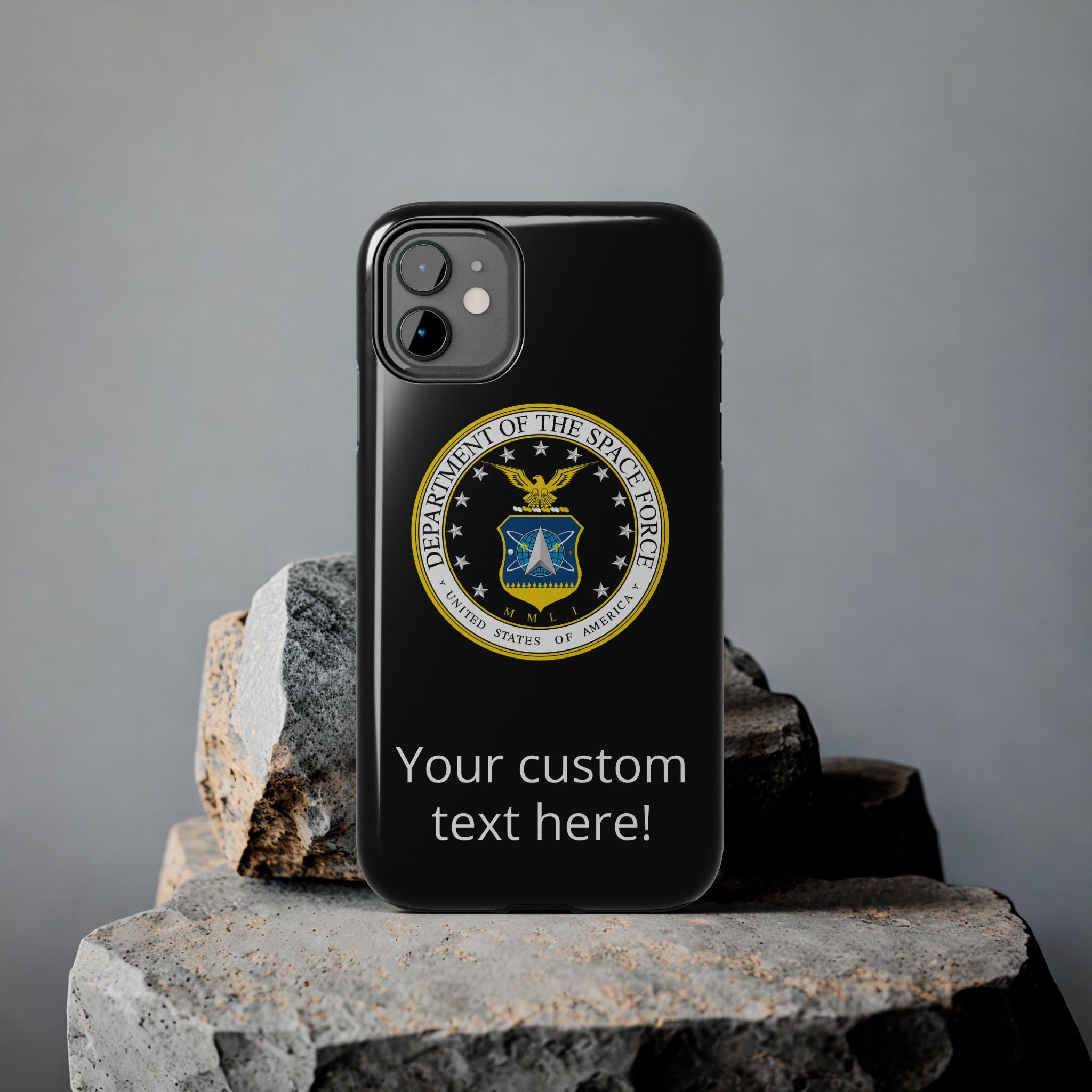 Space Force Tough Phone Case — Custom Text Military Emblem Protective Case