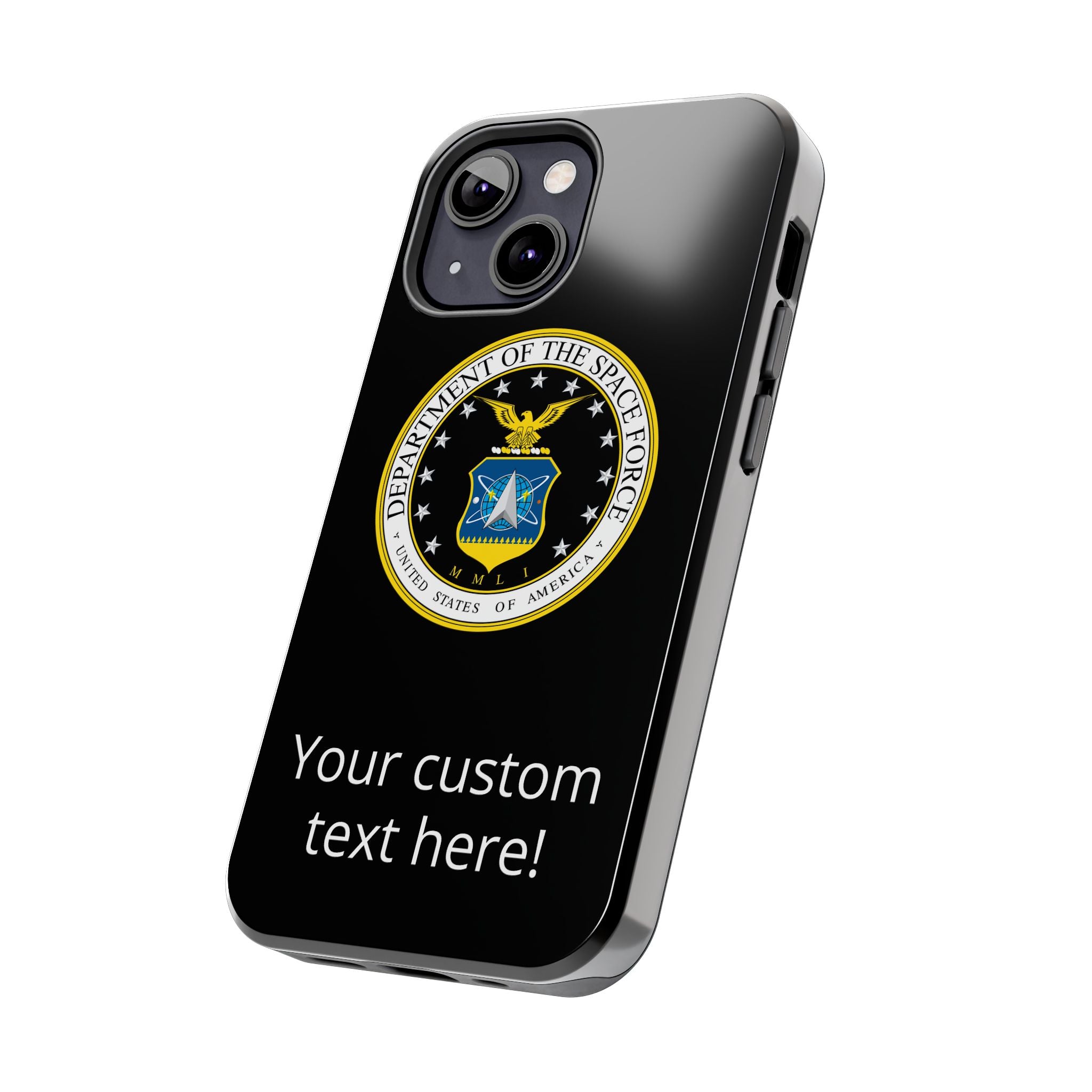 Space Force Tough Phone Case — Custom Text Military Emblem Protective Case