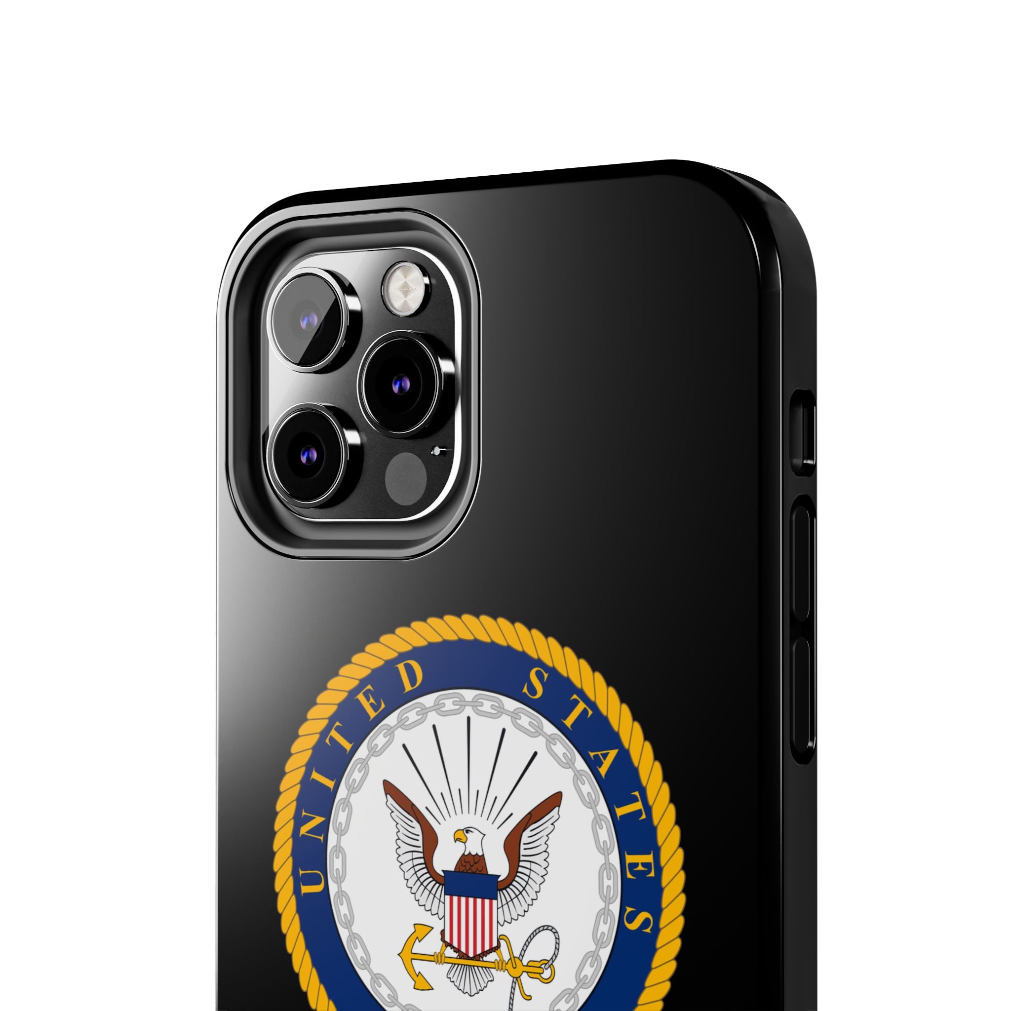 Navy Emblem Tough Phone Case — Custom Text Military iPhone Cover