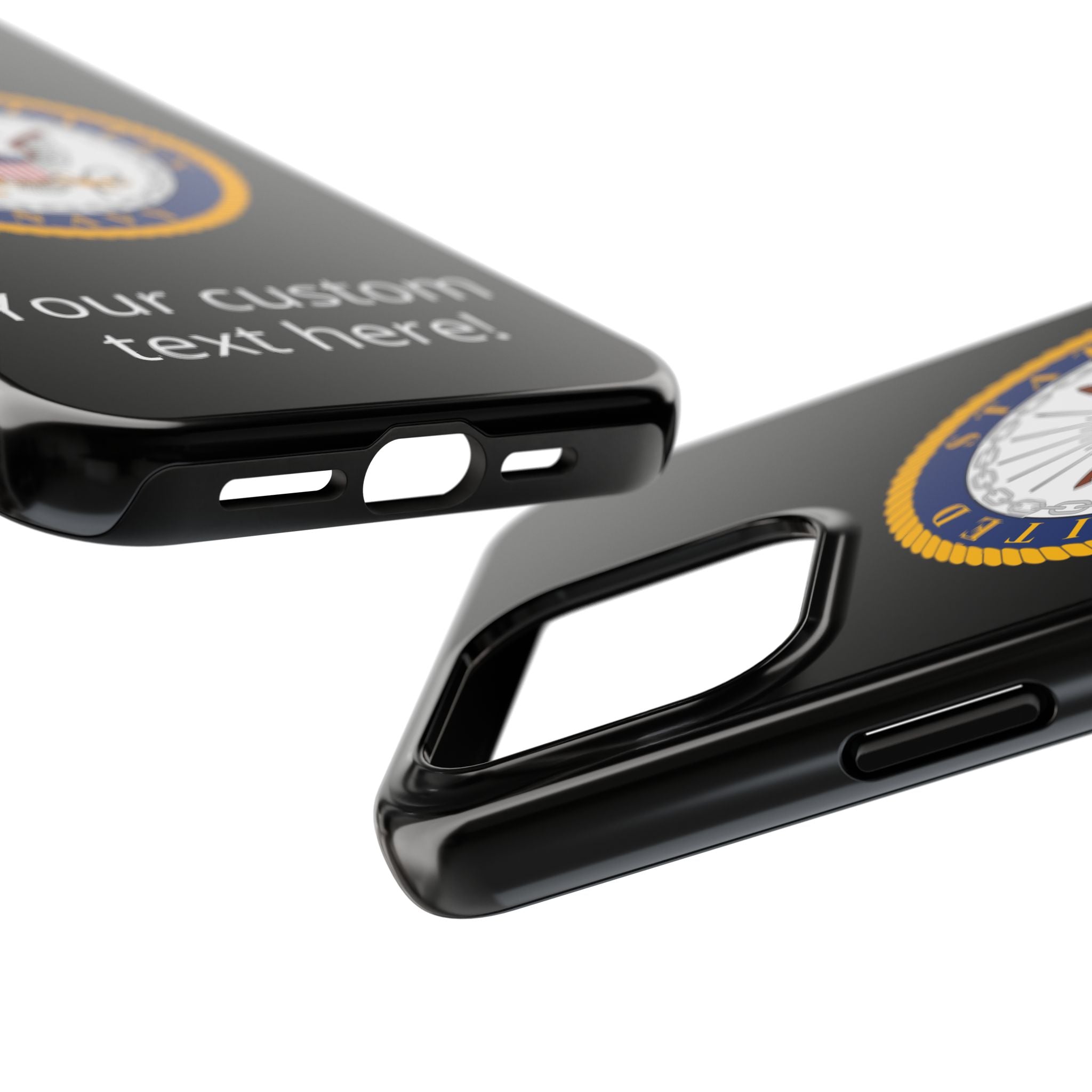Navy Emblem Tough Phone Case — Custom Text Military iPhone Cover