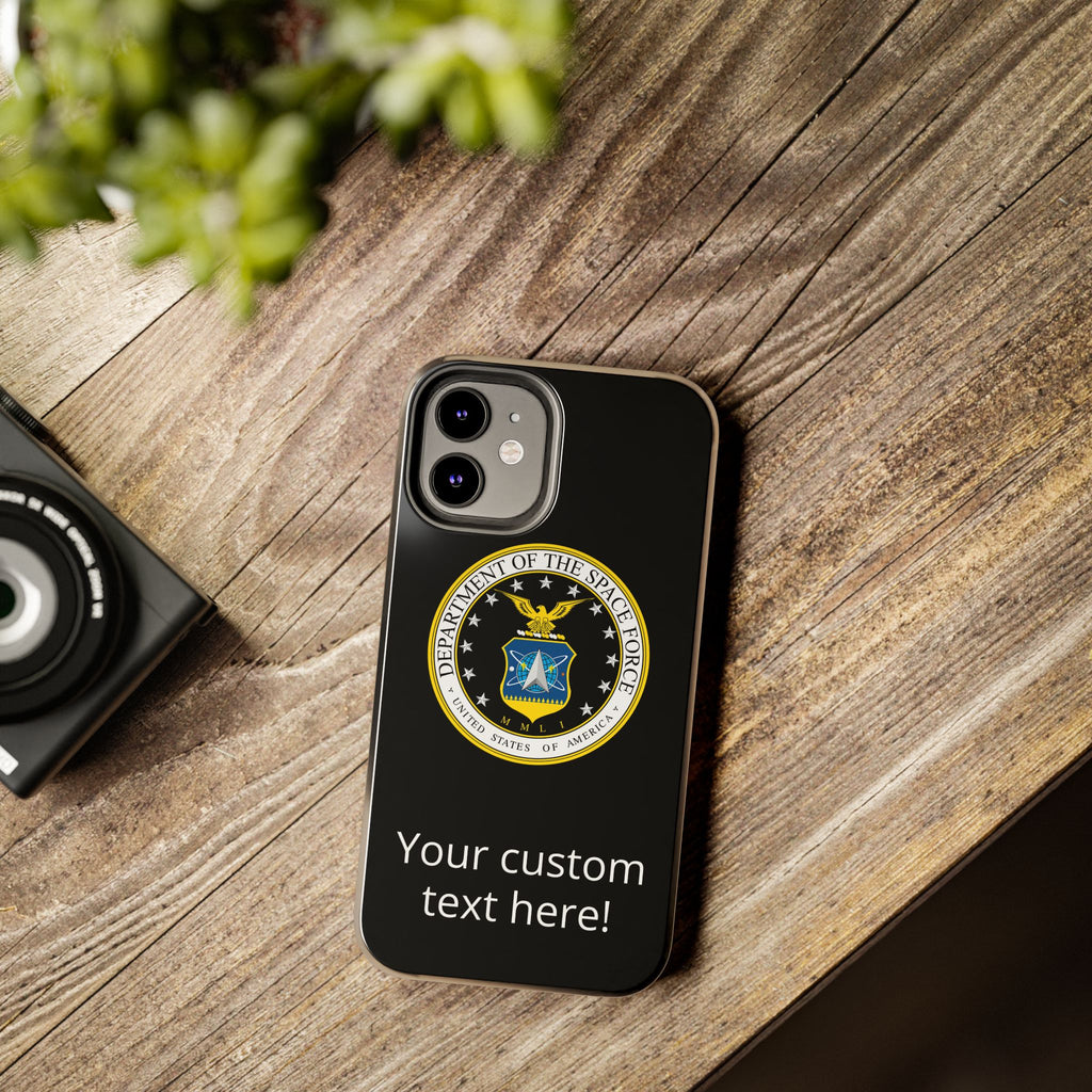 Space Force Tough Phone Case — Custom Text Military Emblem Protective Case