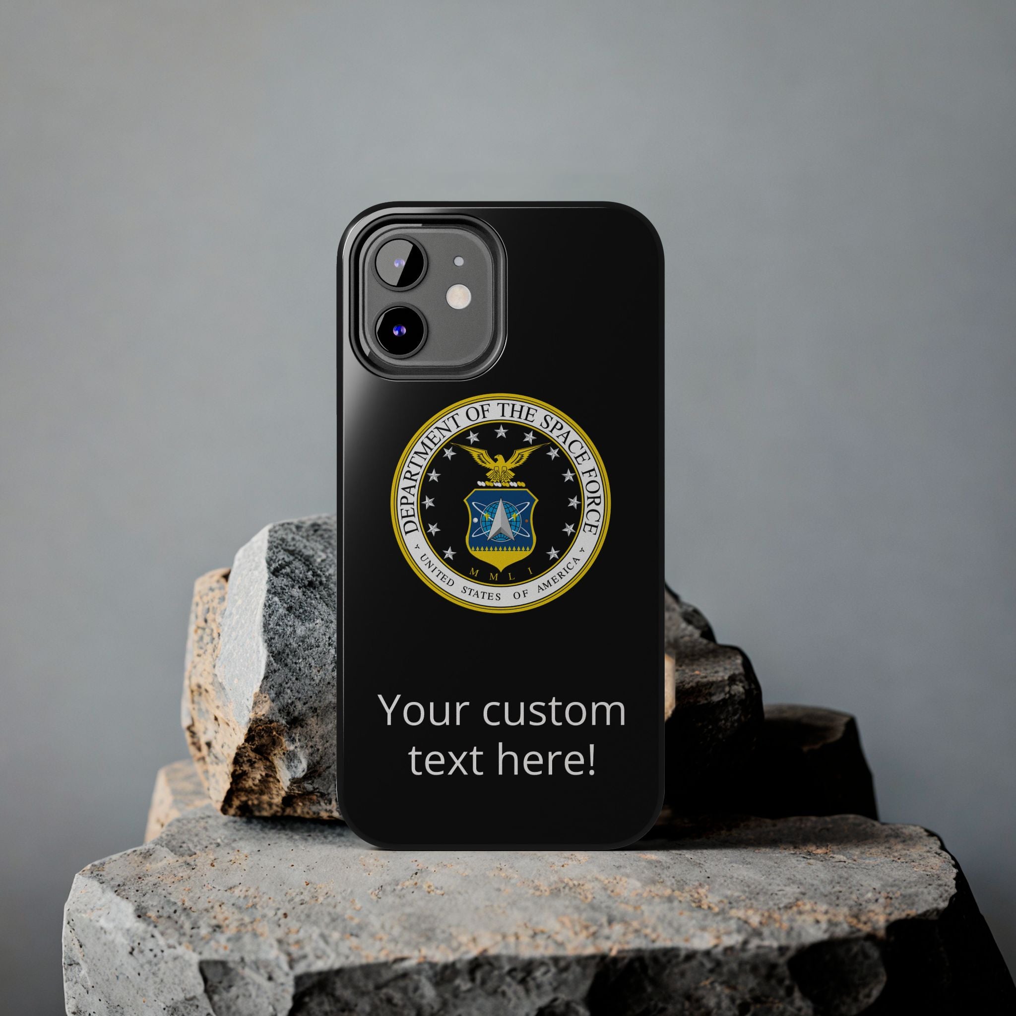 Space Force Tough Phone Case — Custom Text Military Emblem Protective Case