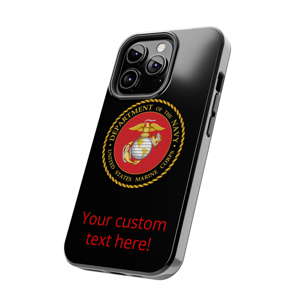 USMC Emblem Tough Phone Case — Custom Text Military iPhone Protector