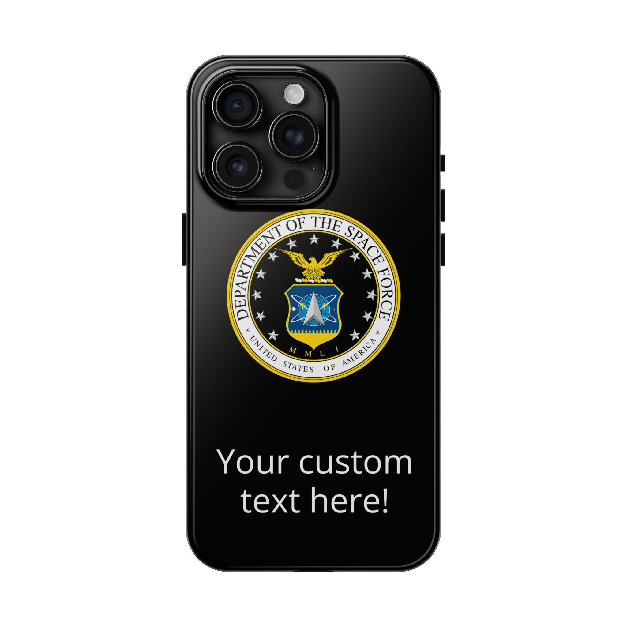 Space Force Tough Phone Case — Custom Text Military Emblem Protective Case