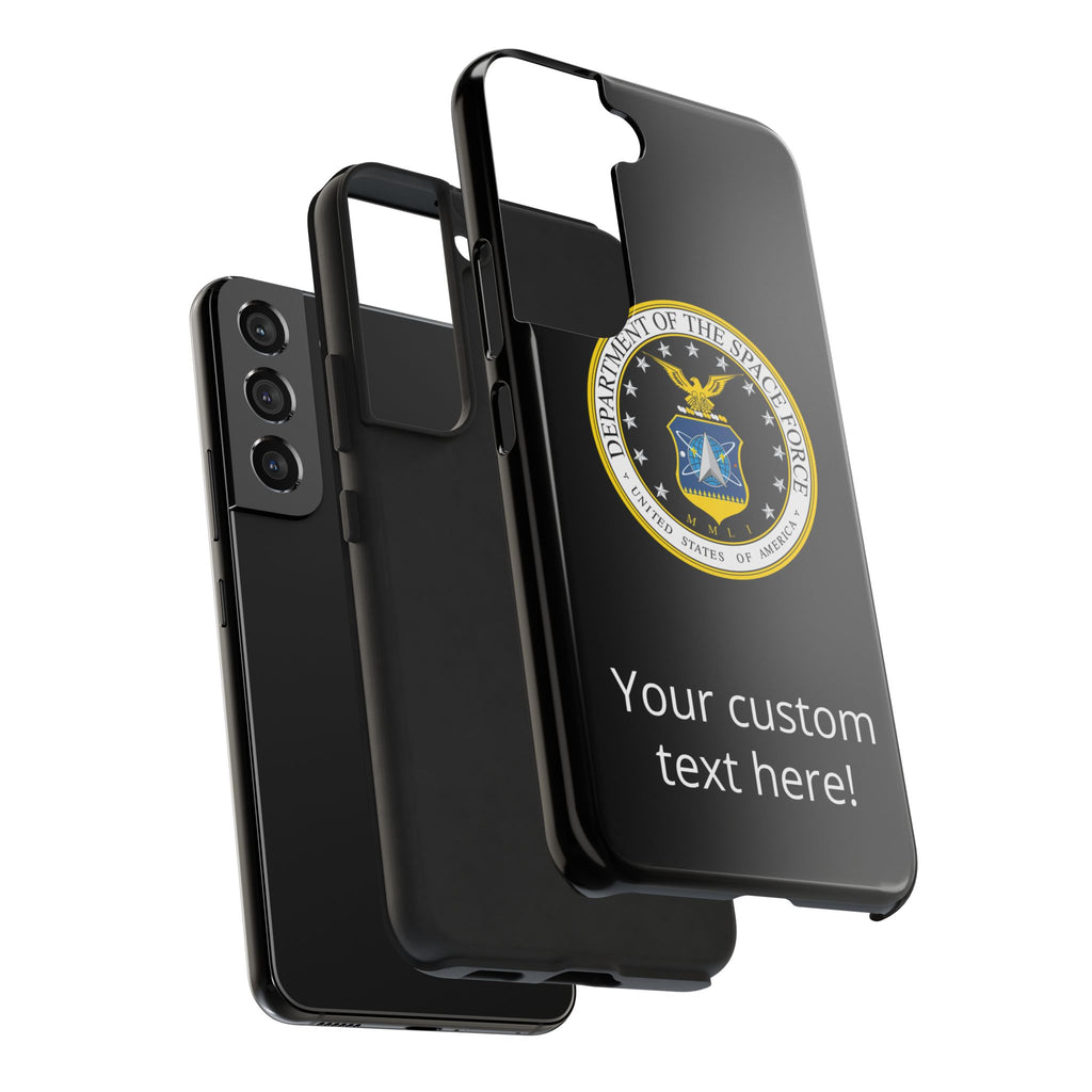 Space Force Tough Phone Case — Custom Text Military Emblem Protective Case
