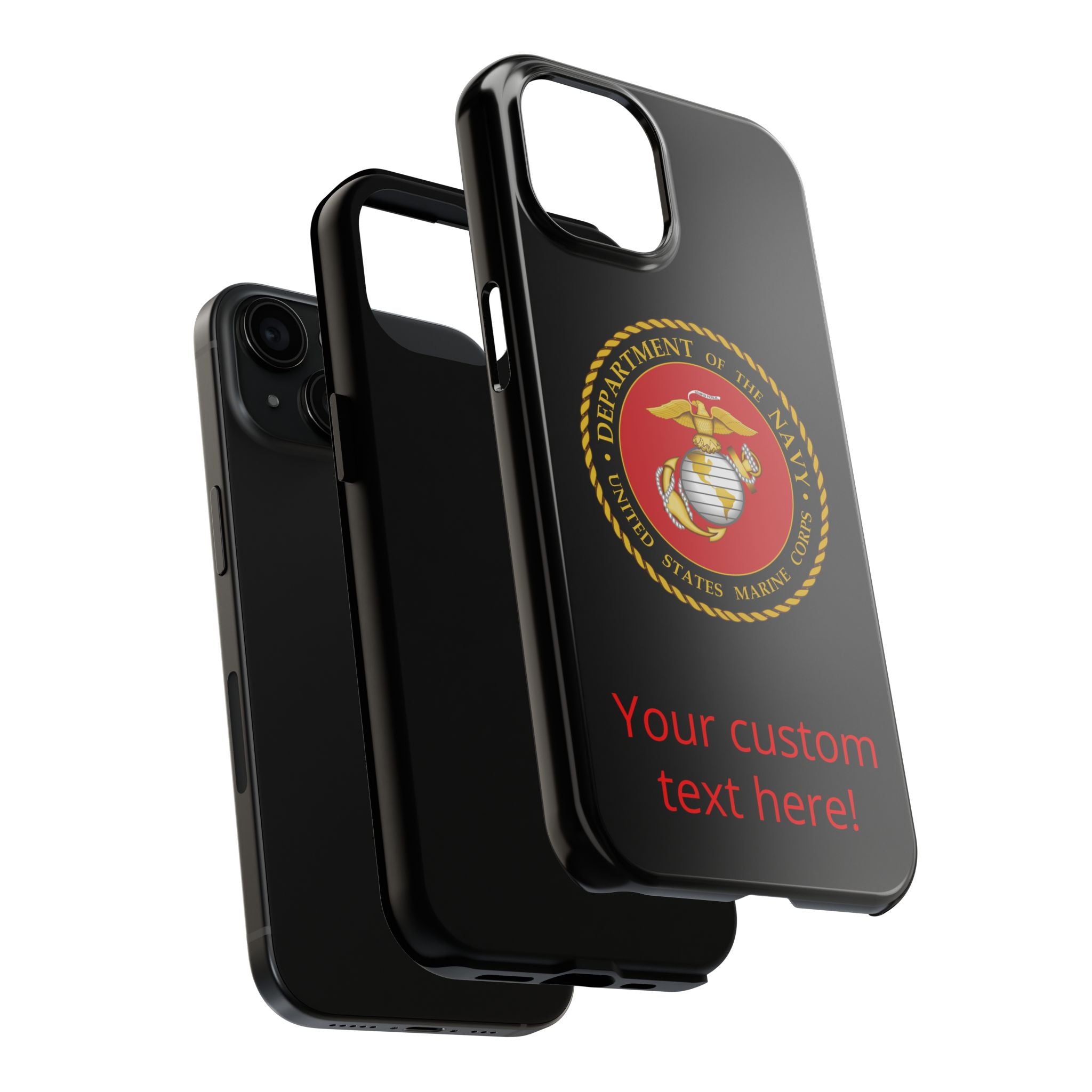 USMC Emblem Tough Phone Case — Custom Text Military iPhone Protector