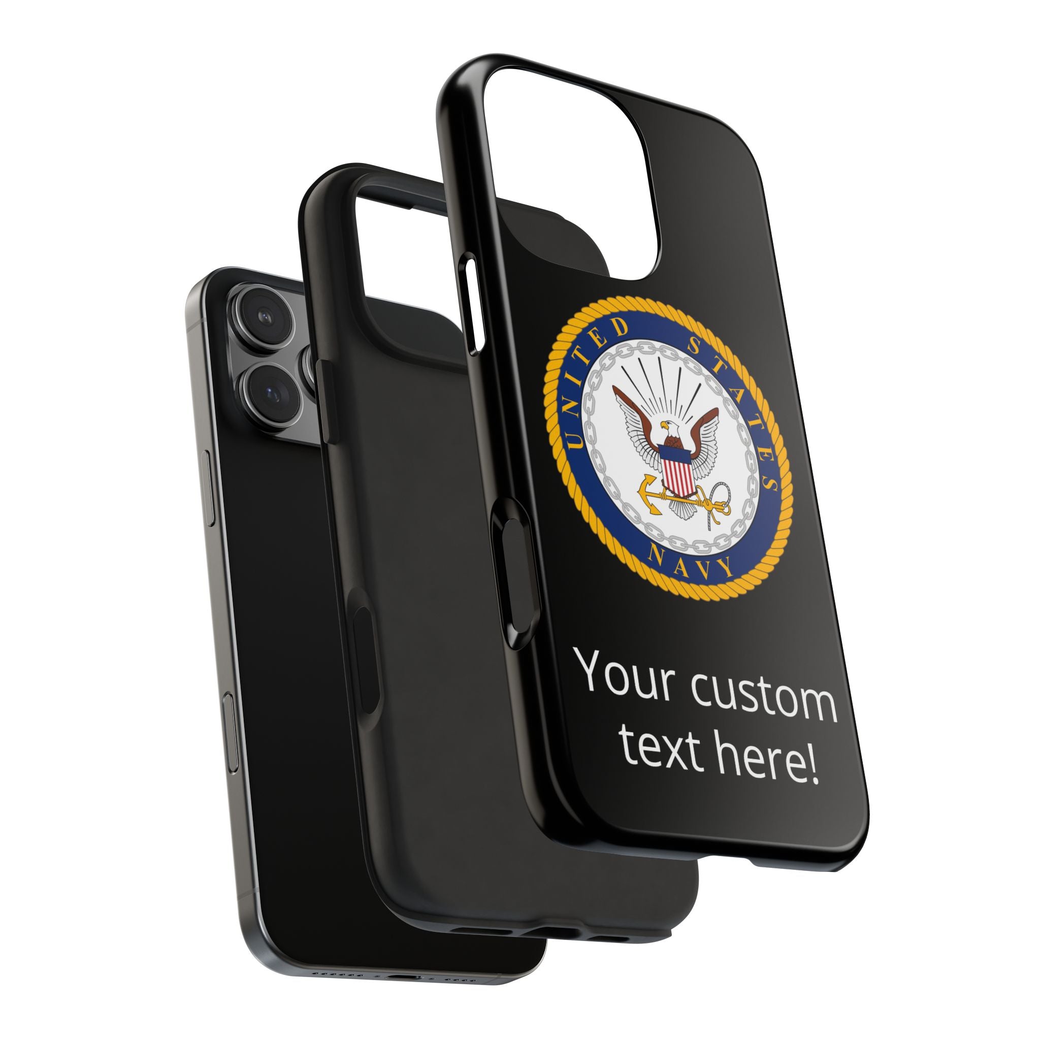 Navy Emblem Tough Phone Case — Custom Text Military iPhone Cover