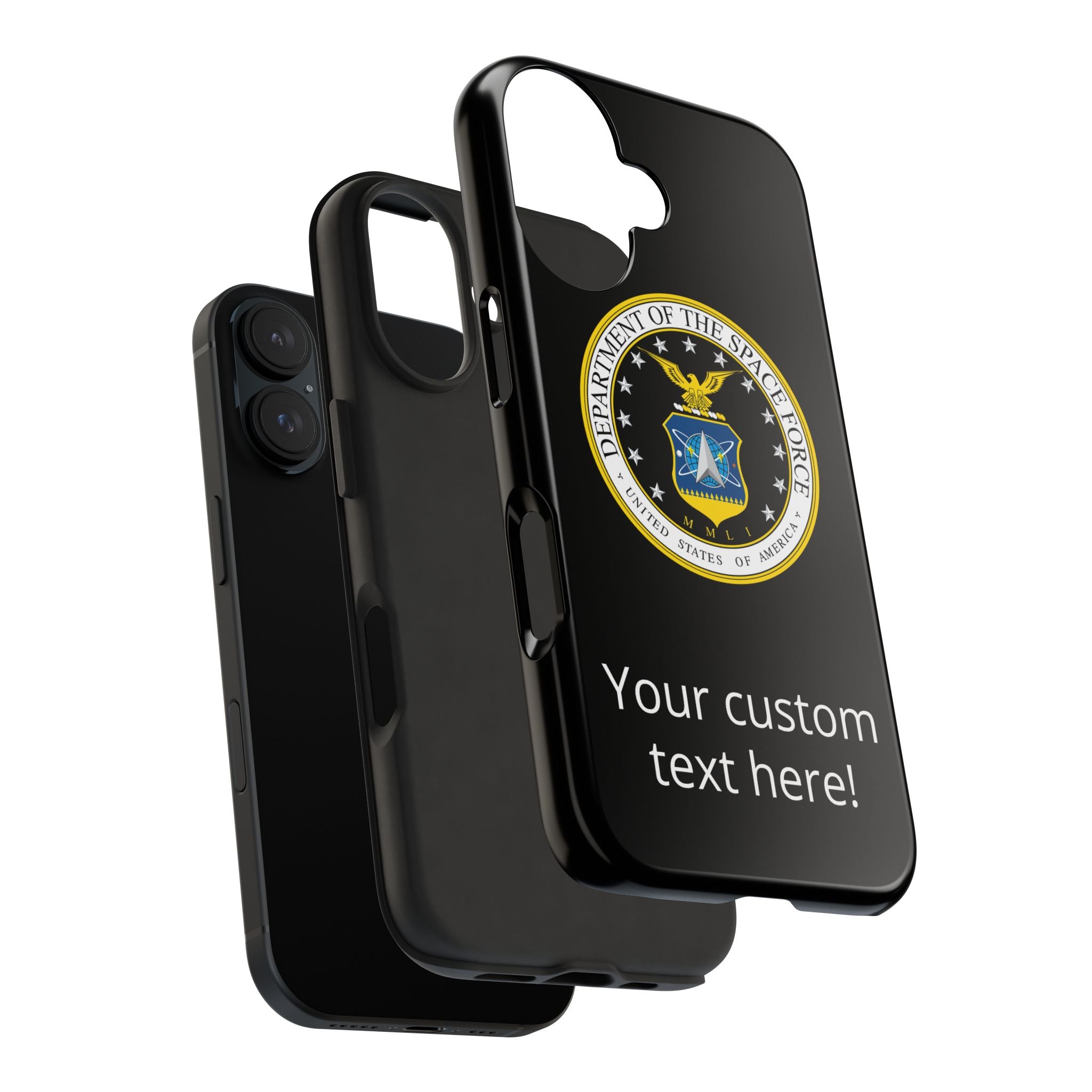 Space Force Tough Phone Case — Custom Text Military Emblem Protective Case
