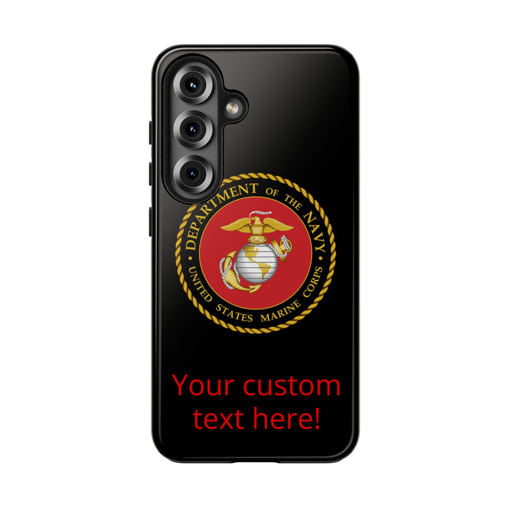 USMC Emblem Tough Phone Case — Custom Text Military iPhone Protector