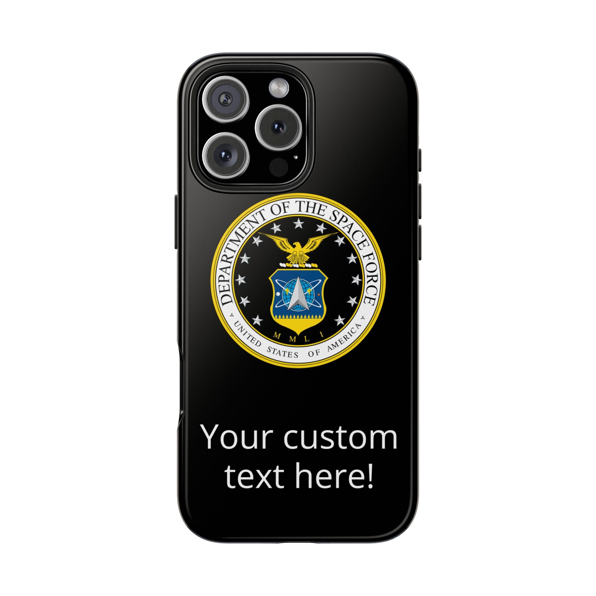Space Force Tough Phone Case — Custom Text Military Emblem Protective Case