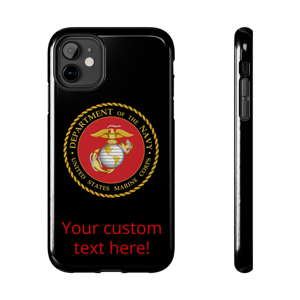 USMC Emblem Tough Phone Case — Custom Text Military iPhone Protector