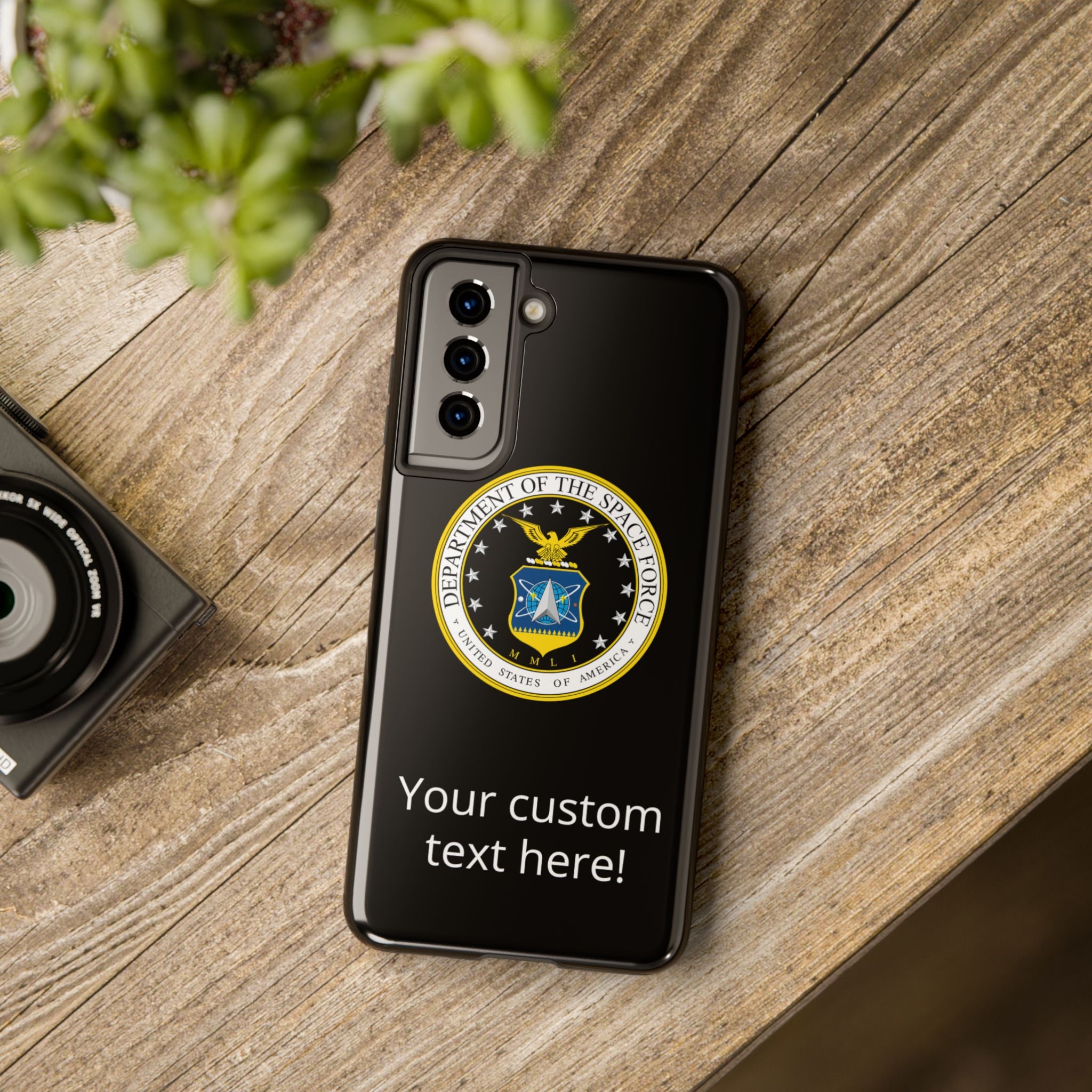 Space Force Tough Phone Case — Custom Text Military Emblem Protective Case