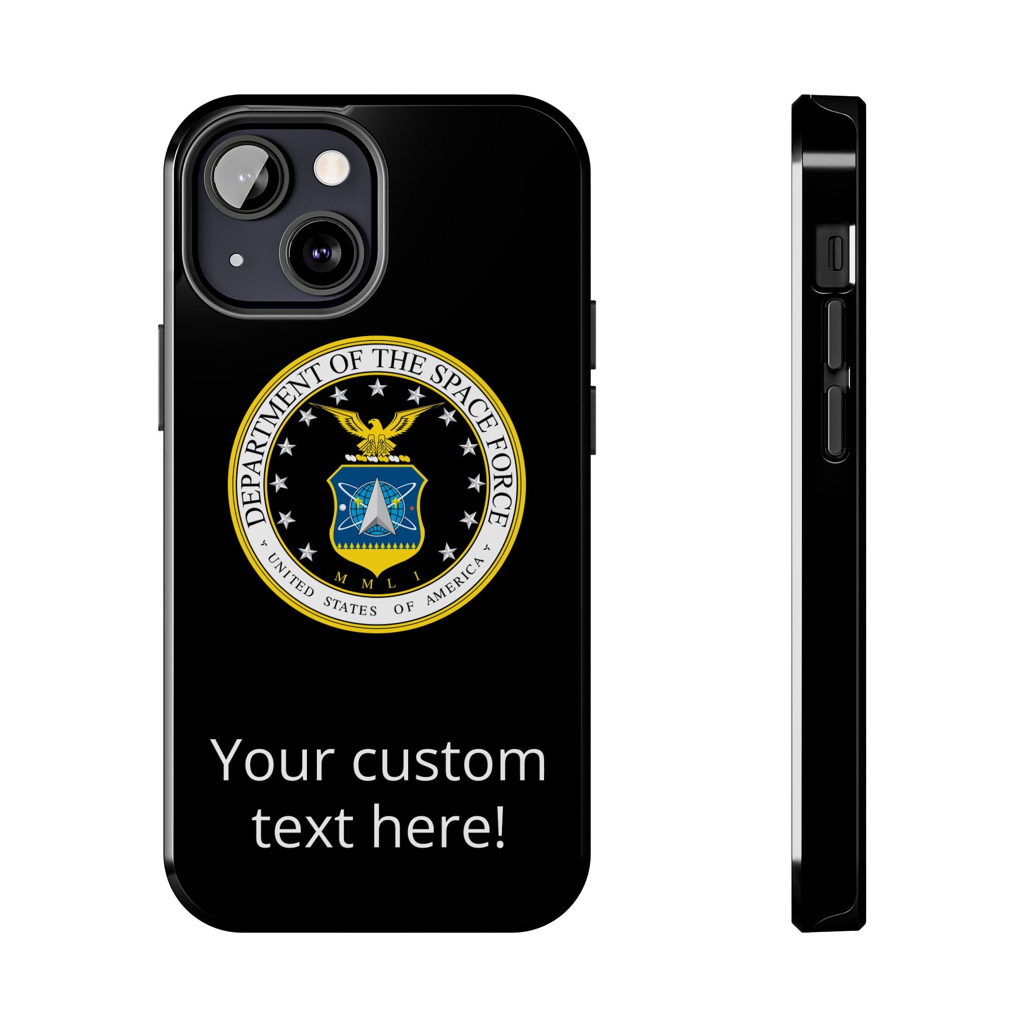 Space Force Tough Phone Case — Custom Text Military Emblem Protective Case