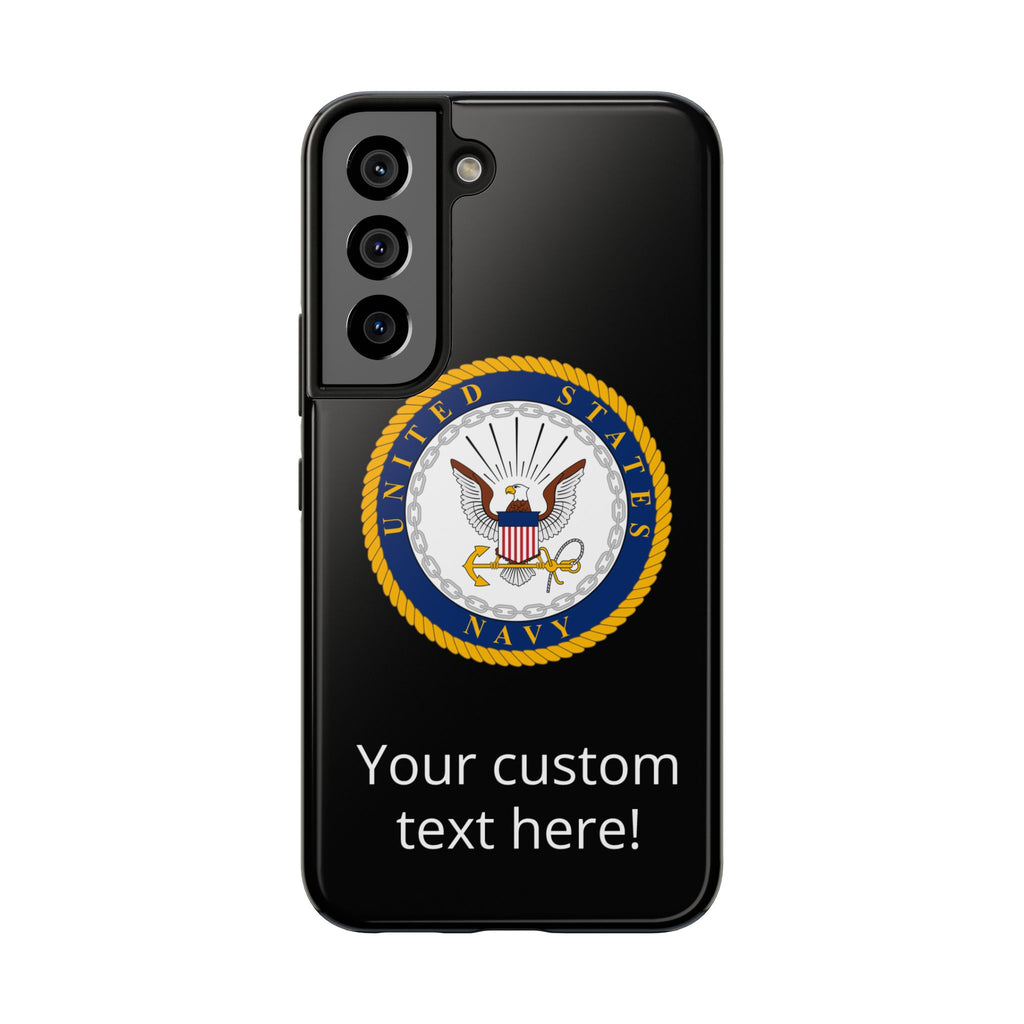 Navy Emblem Tough Phone Case — Custom Text Military iPhone Cover
