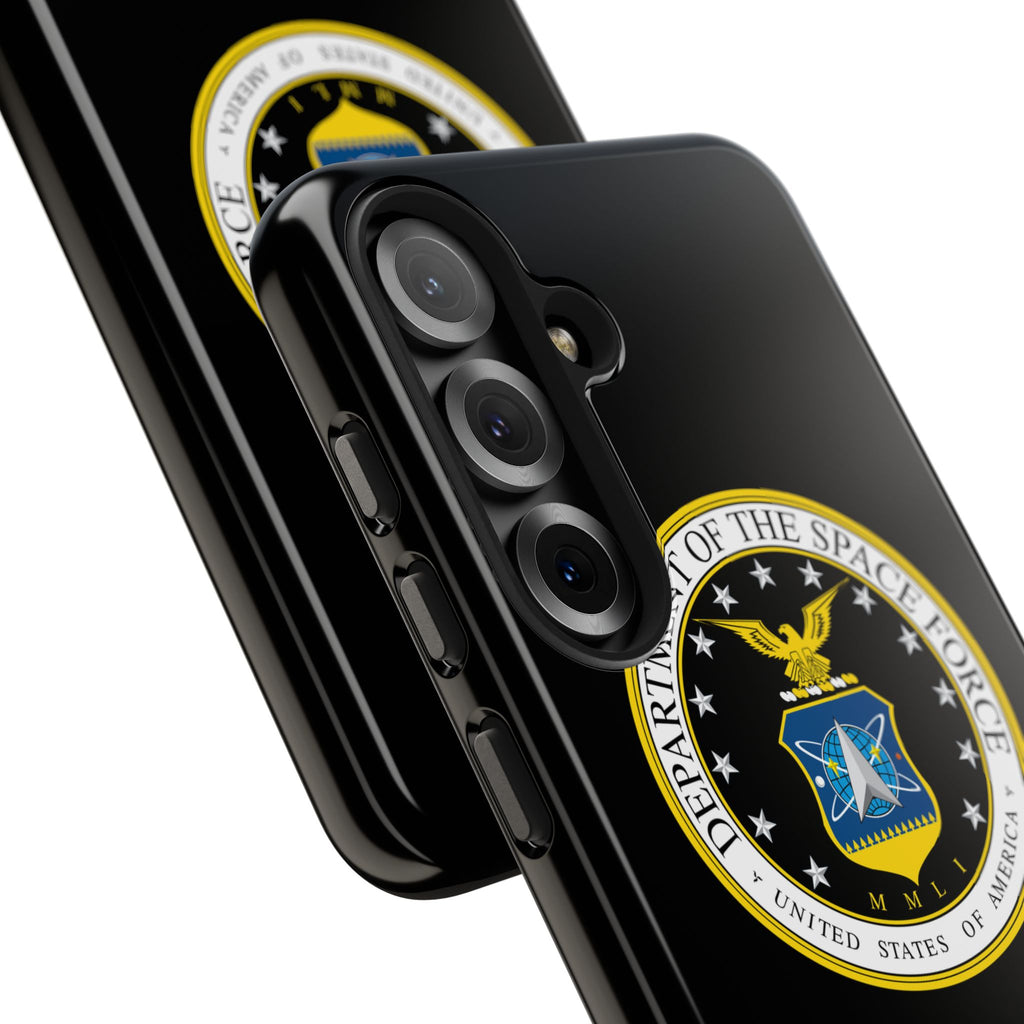 Space Force Tough Phone Case — Custom Text Military Emblem Protective Case