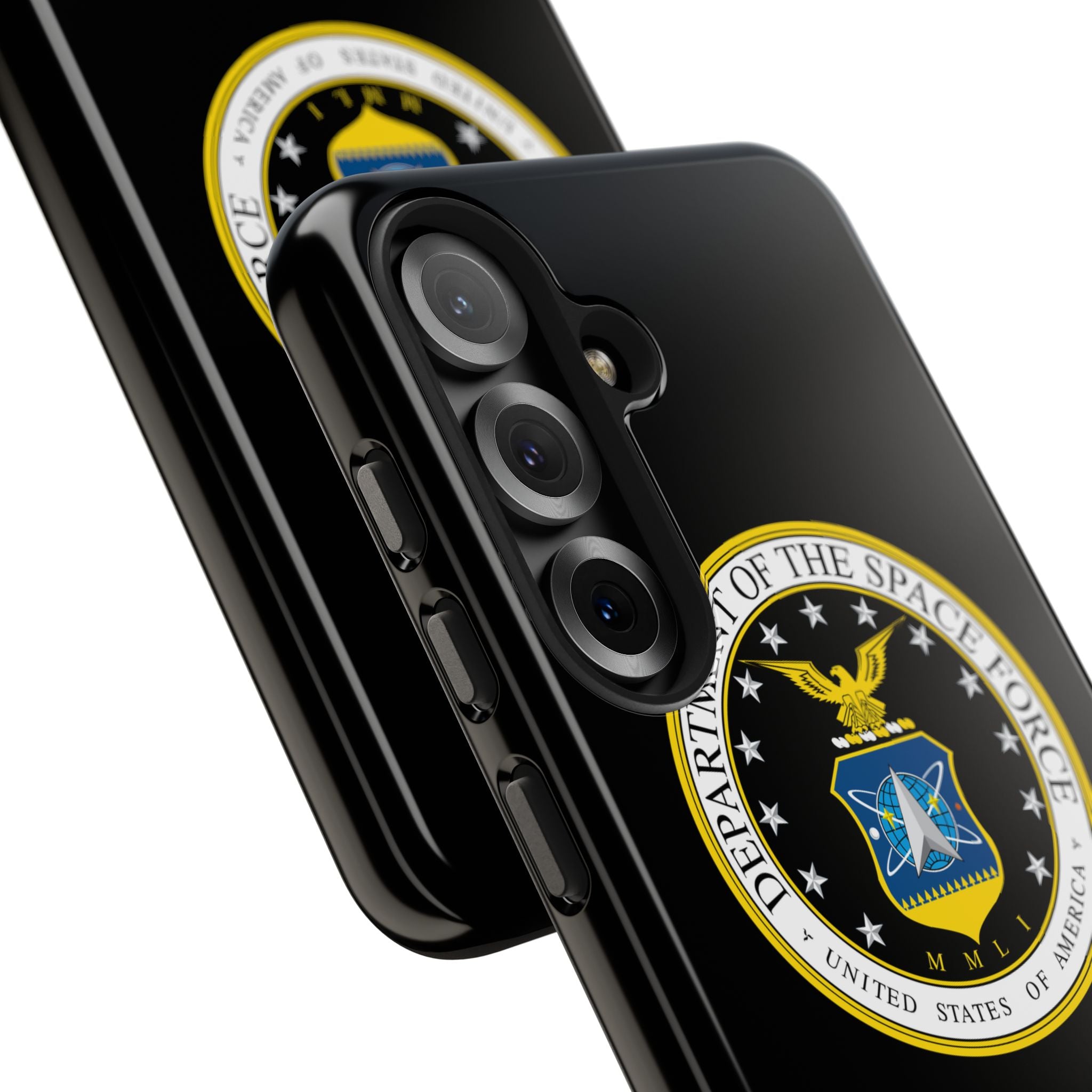 Space Force Tough Phone Case — Custom Text Military Emblem Protective Case