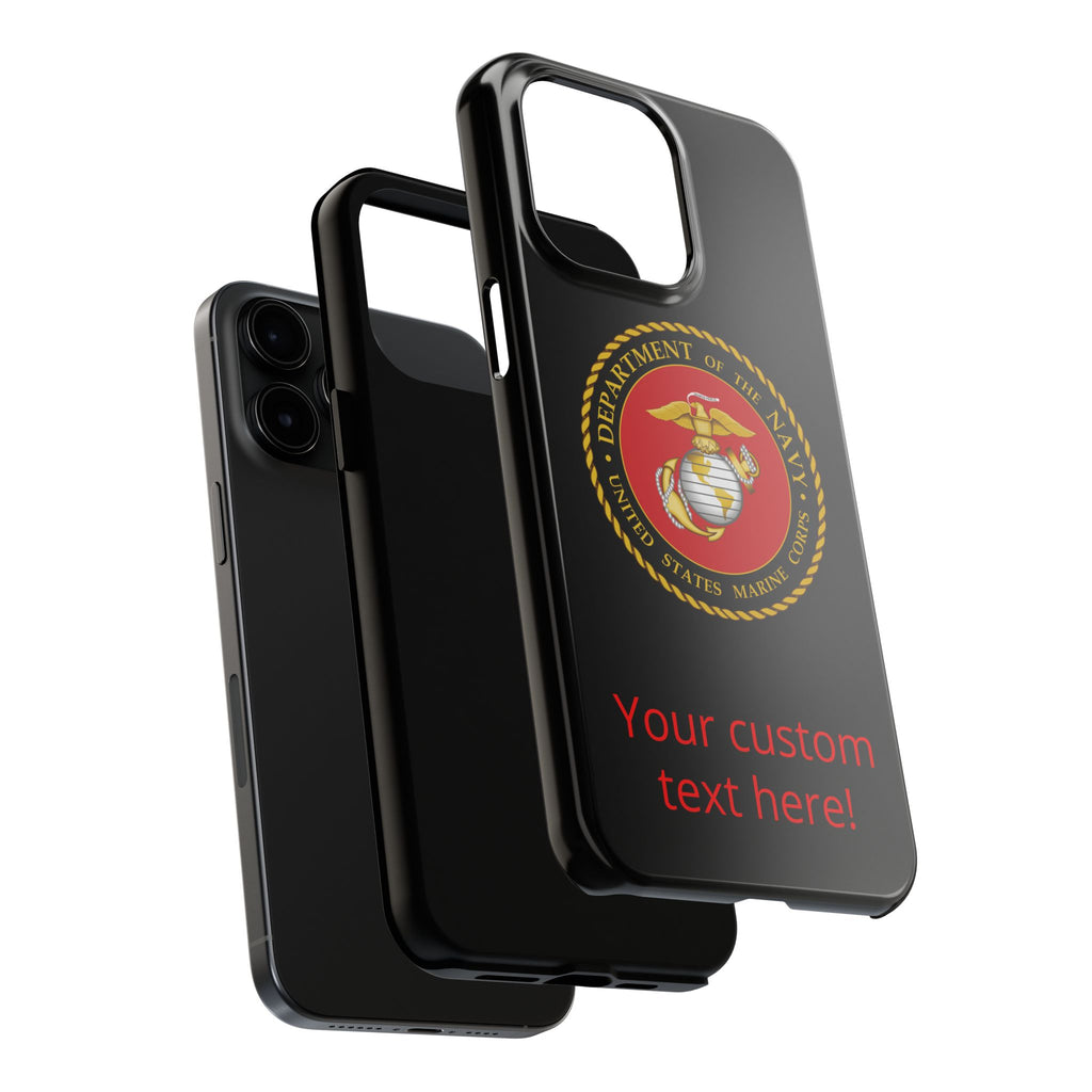 USMC Emblem Tough Phone Case — Custom Text Military iPhone Protector