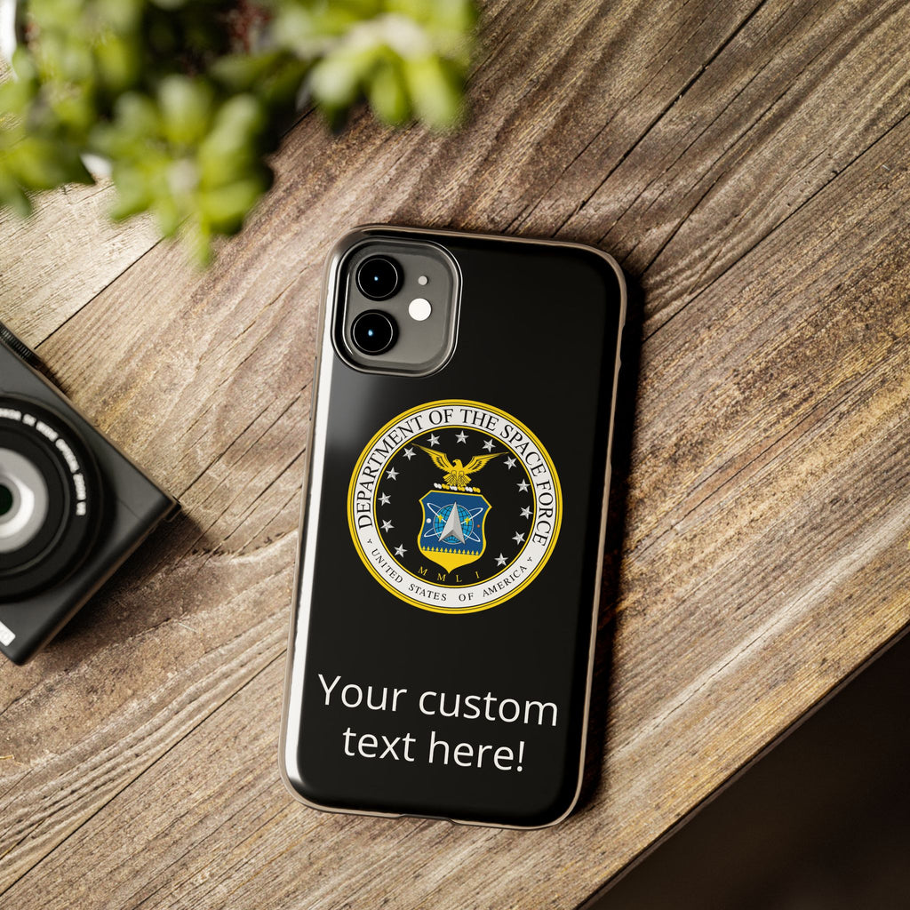 Space Force Tough Phone Case — Custom Text Military Emblem Protective Case