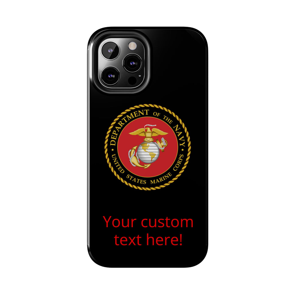 USMC Emblem Tough Phone Case — Custom Text Military iPhone Protector