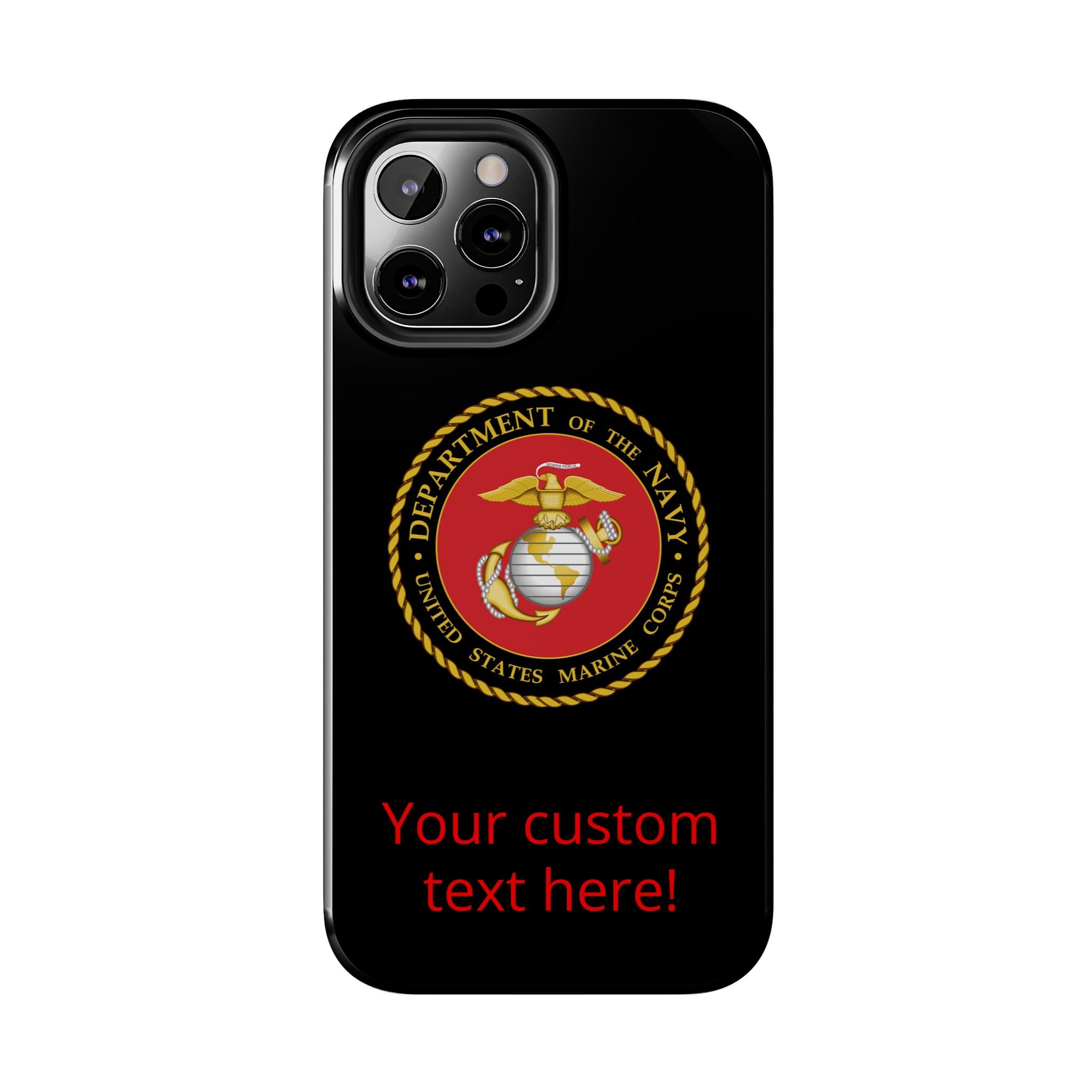 USMC Emblem Tough Phone Case — Custom Text Military iPhone Protector