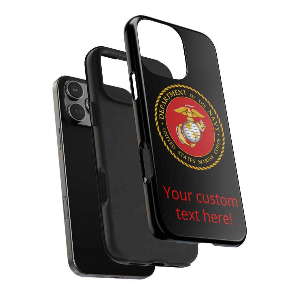 USMC Emblem Tough Phone Case — Custom Text Military iPhone Protector