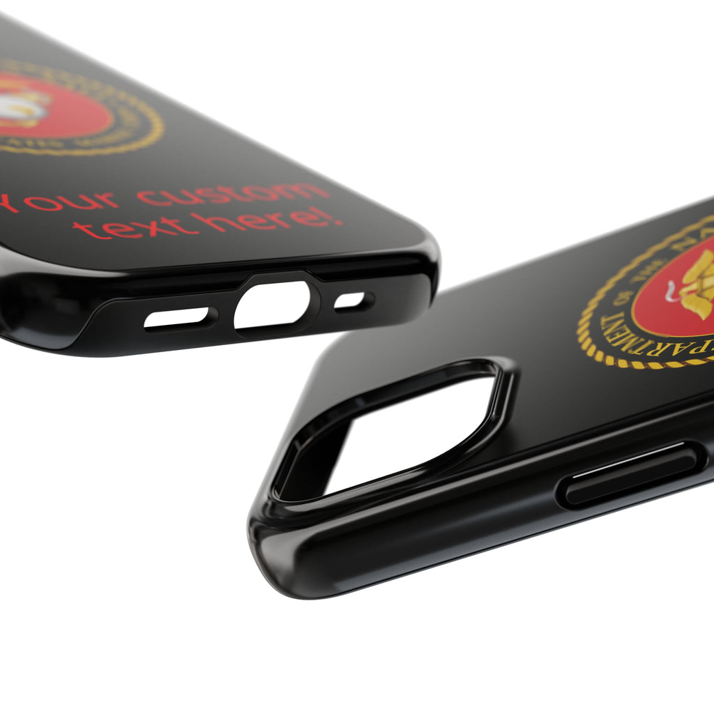 USMC Emblem Tough Phone Case — Custom Text Military iPhone Protector