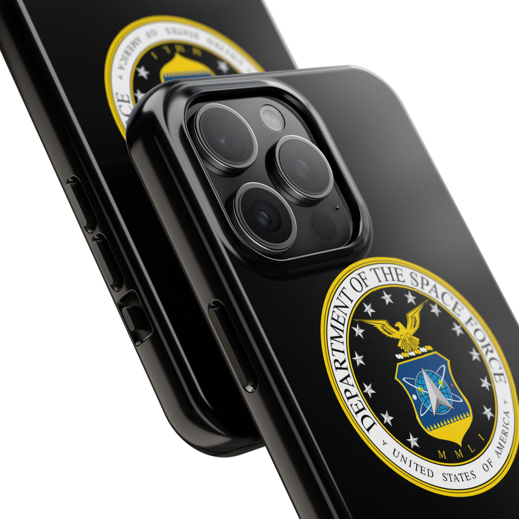 Space Force Tough Phone Case — Custom Text Military Emblem Protective Case