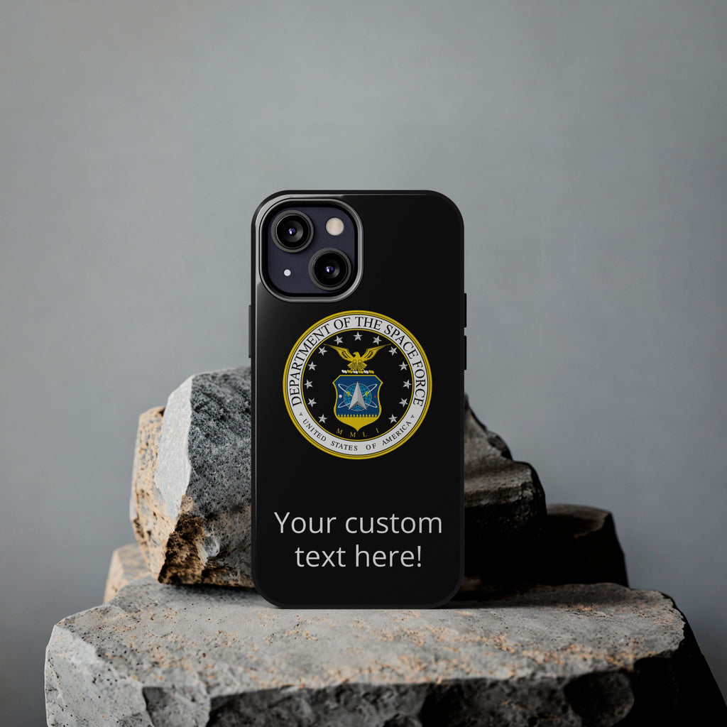 Space Force Tough Phone Case — Custom Text Military Emblem Protective Case