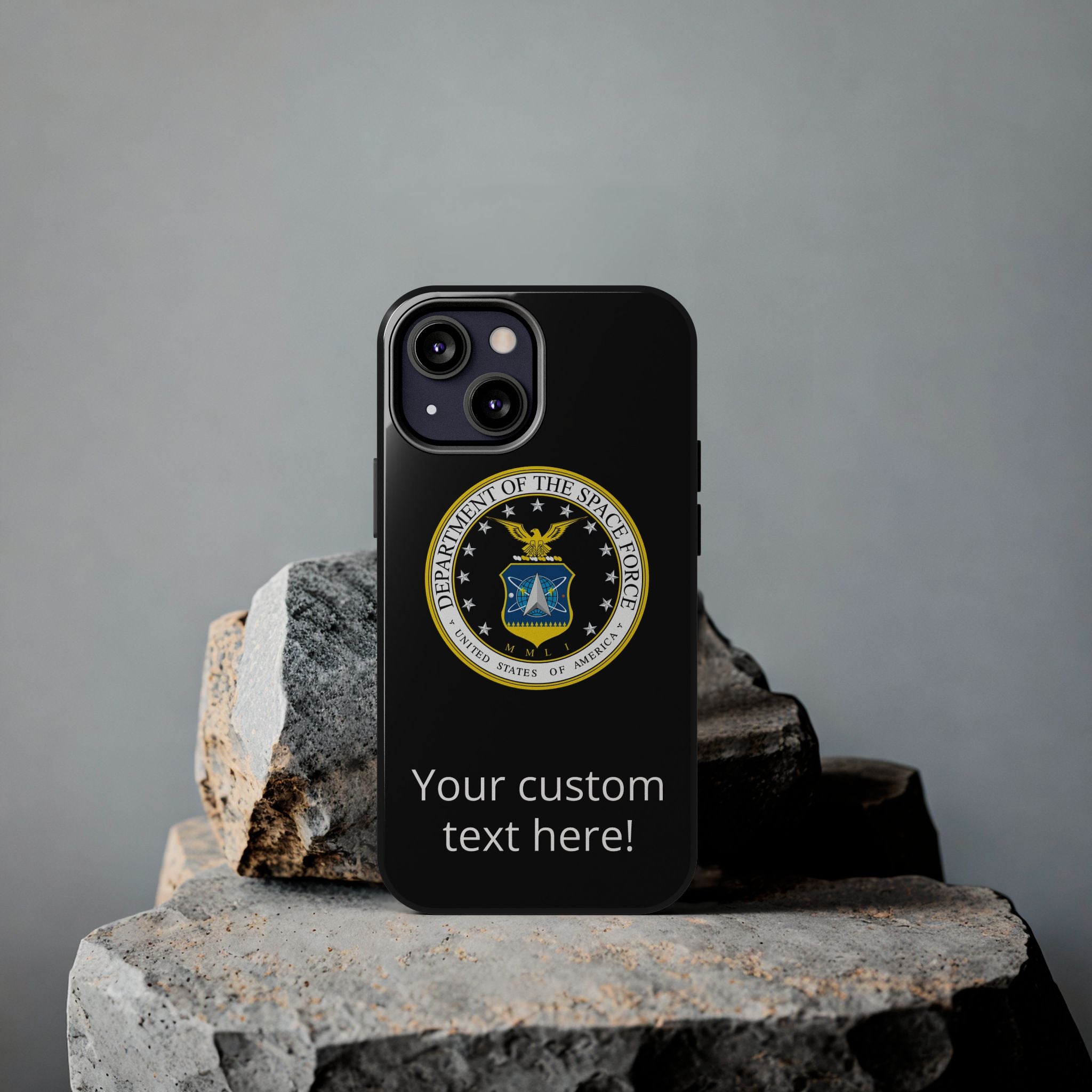 Space Force Tough Phone Case — Custom Text Military Emblem Protective Case