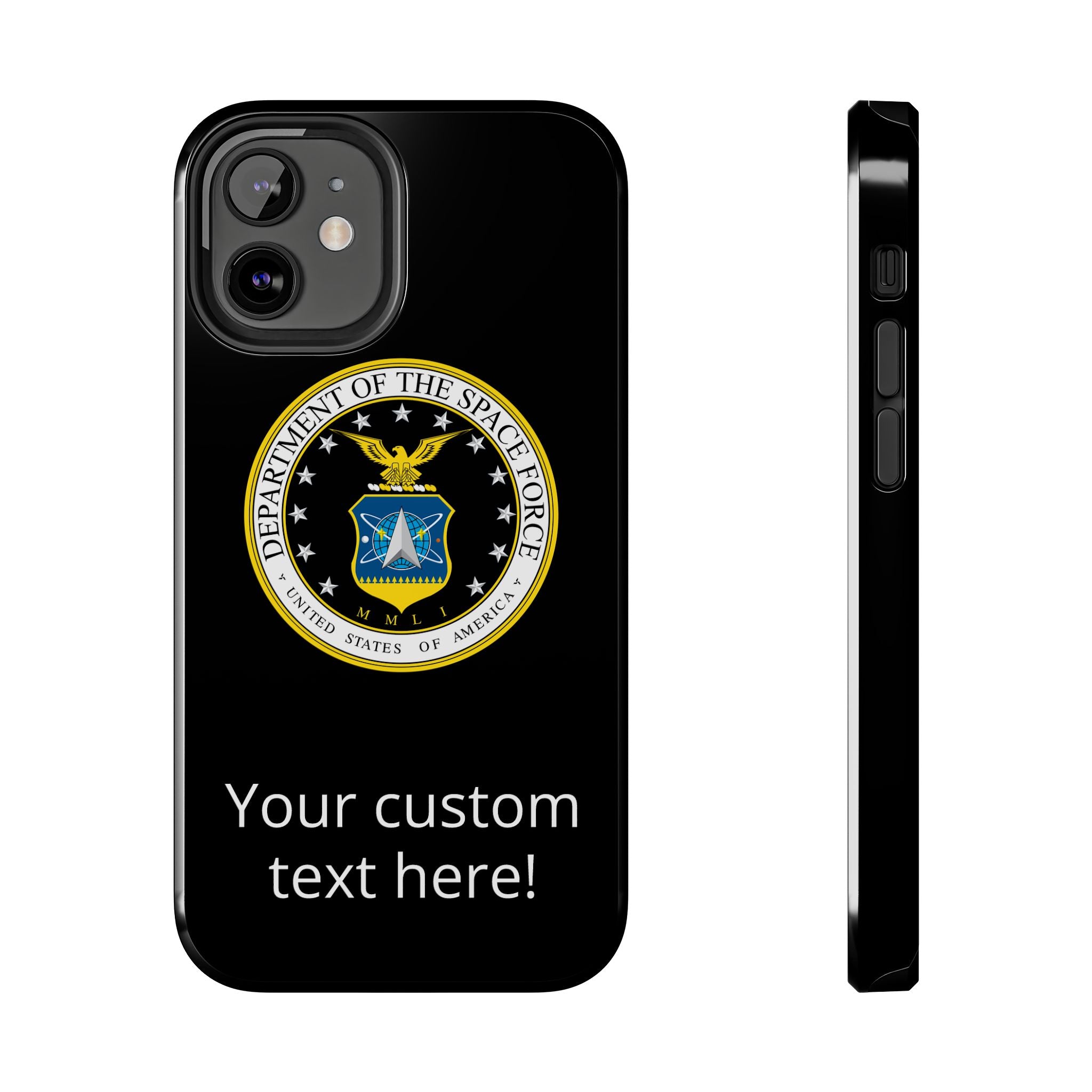 Space Force Tough Phone Case — Custom Text Military Emblem Protective Case