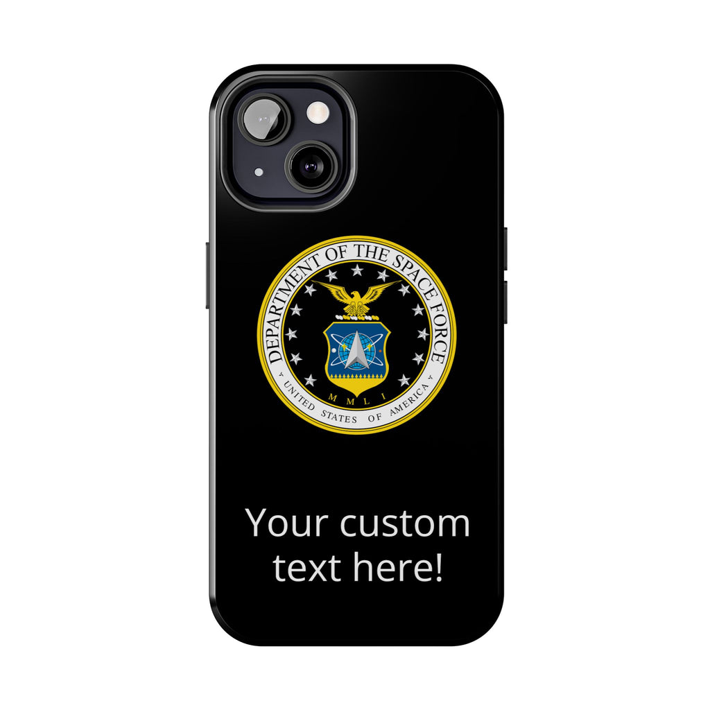 Space Force Tough Phone Case — Custom Text Military Emblem Protective Case