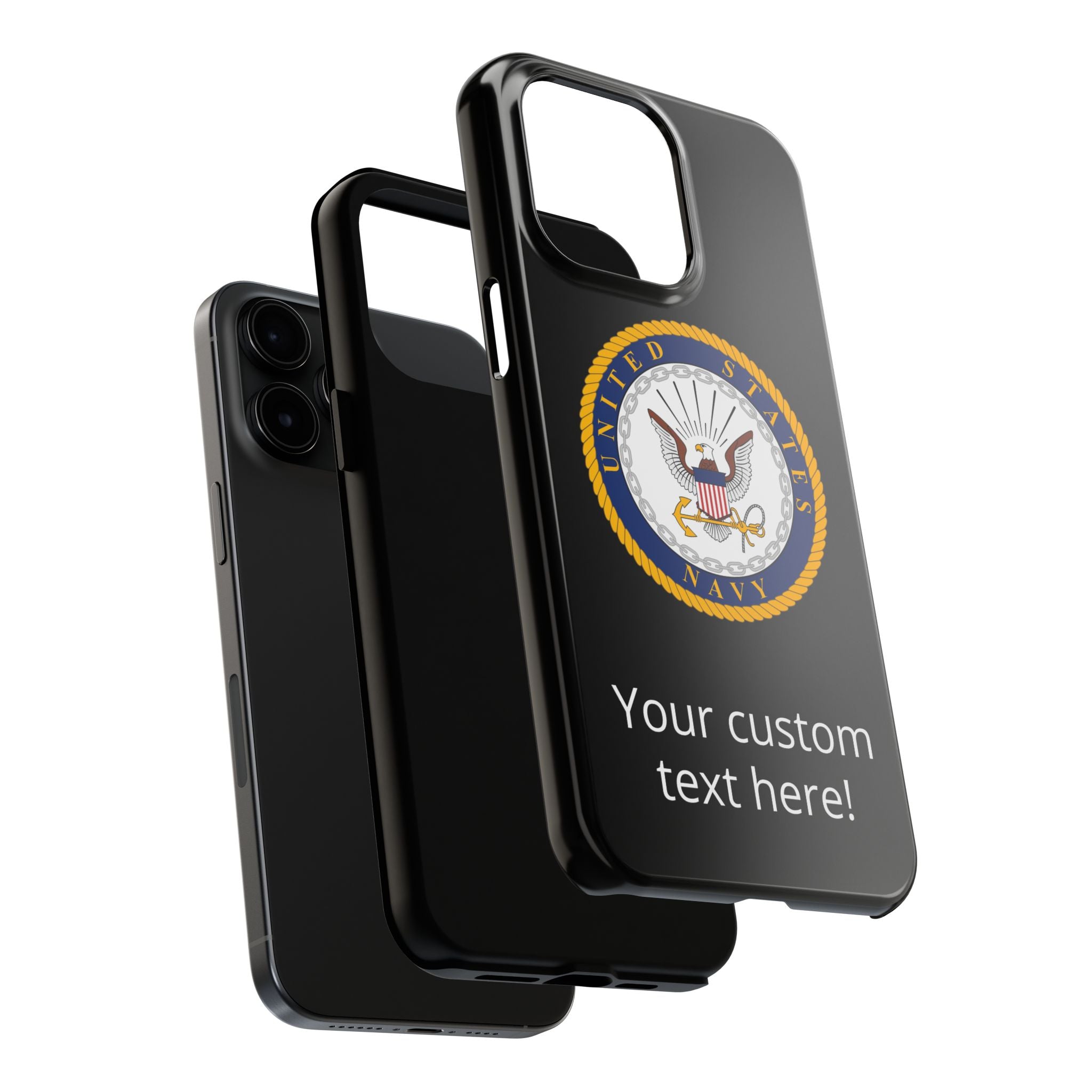 Navy Emblem Tough Phone Case — Custom Text Military iPhone Cover