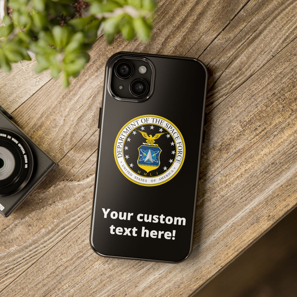 Space Force Tough Phone Case — Custom Text Military Emblem Protective Case