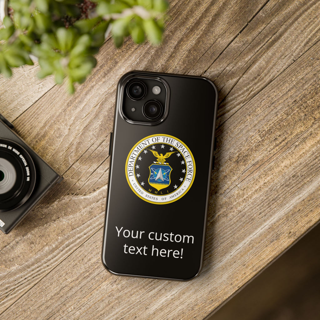 Space Force Tough Phone Case — Custom Text Military Emblem Protective Case