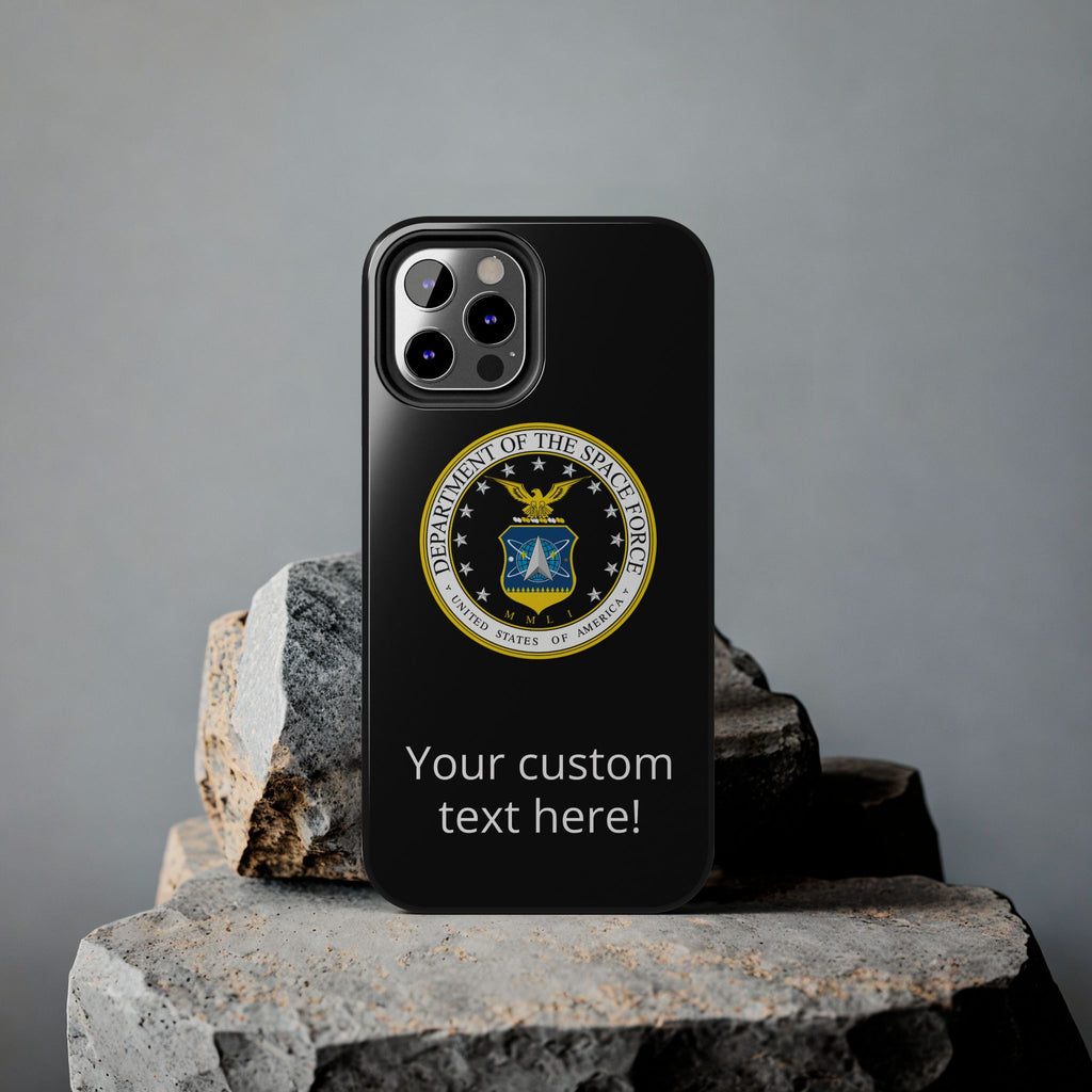 Space Force Tough Phone Case — Custom Text Military Emblem Protective Case