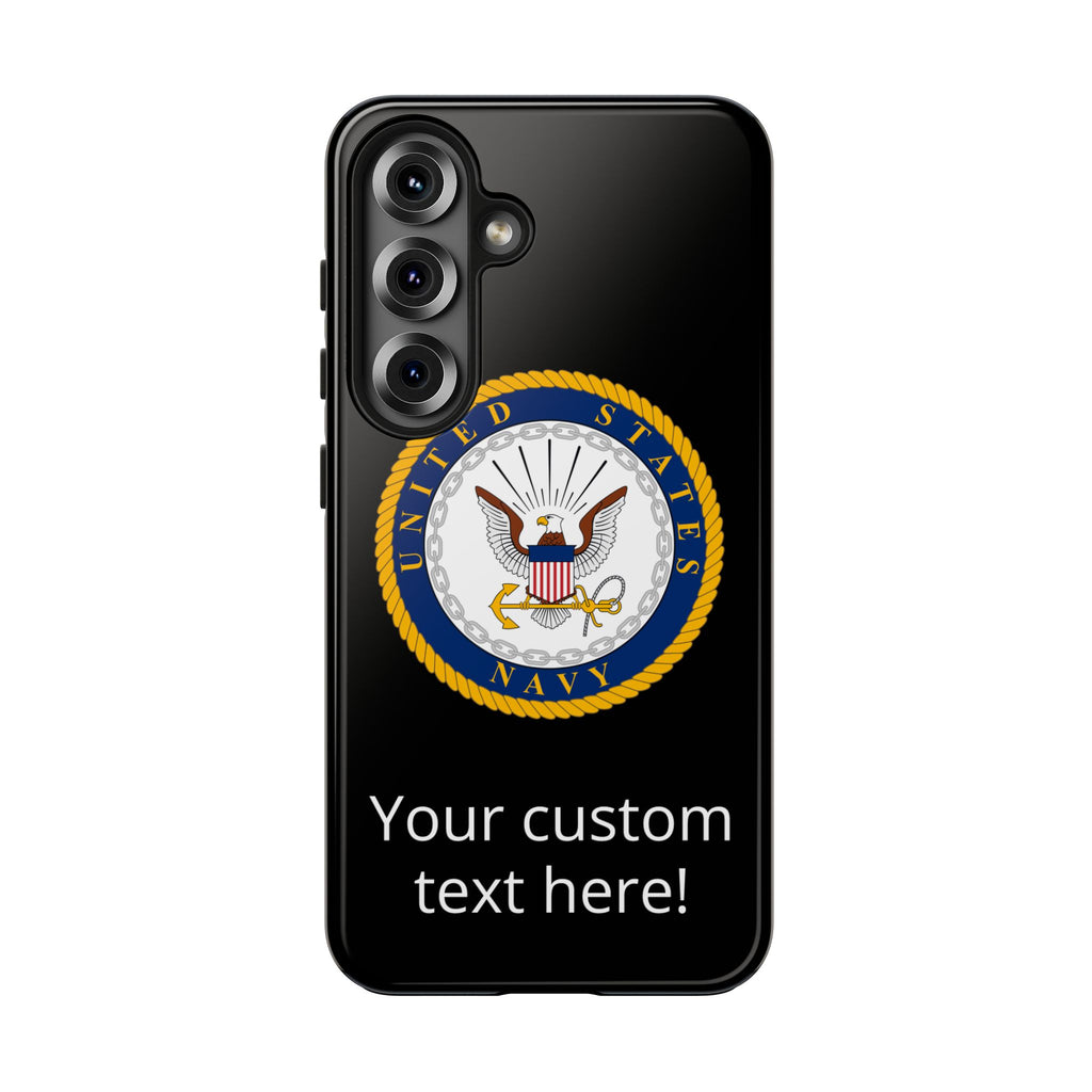 Navy Emblem Tough Phone Case — Custom Text Military iPhone Cover