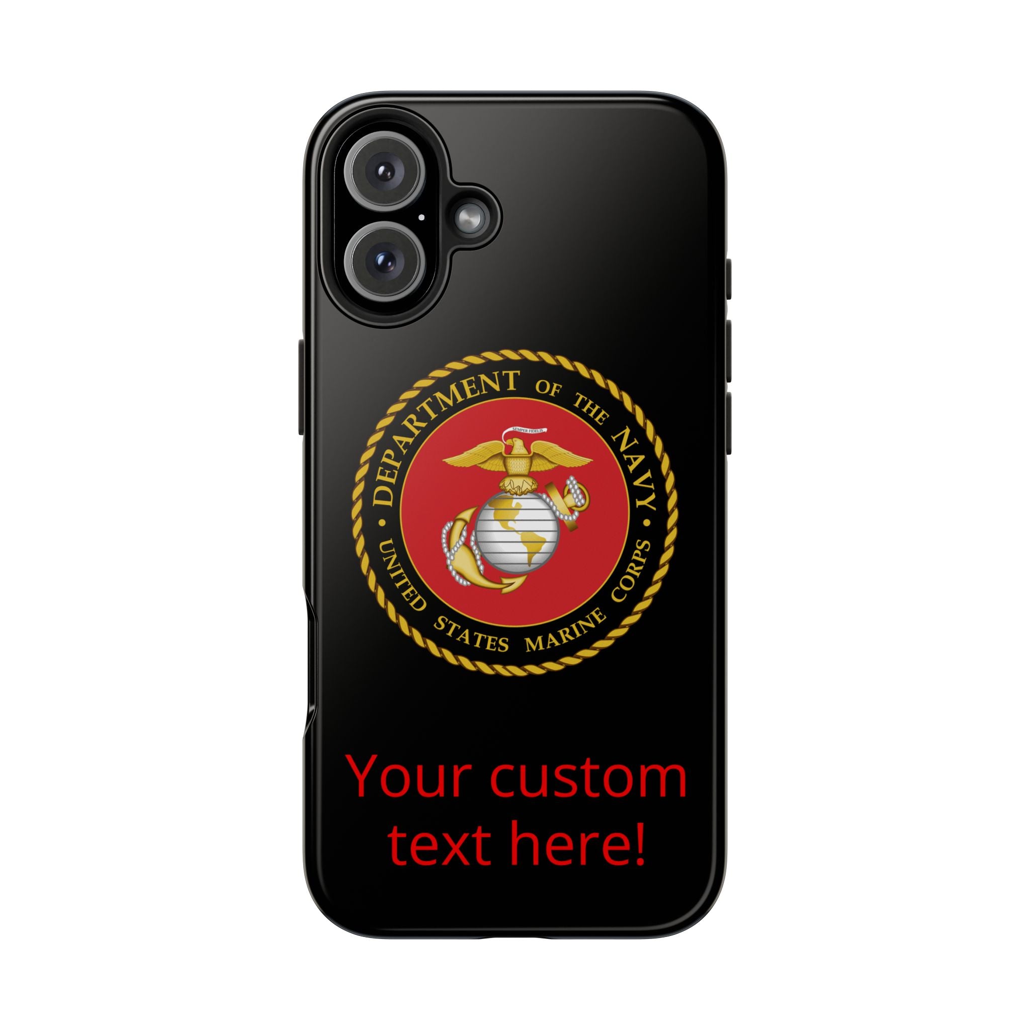 USMC Emblem Tough Phone Case — Custom Text Military iPhone Protector
