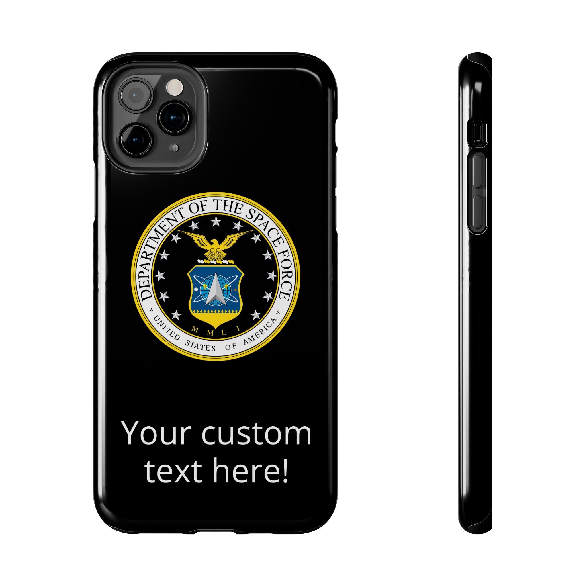 Space Force Tough Phone Case — Custom Text Military Emblem Protective Case