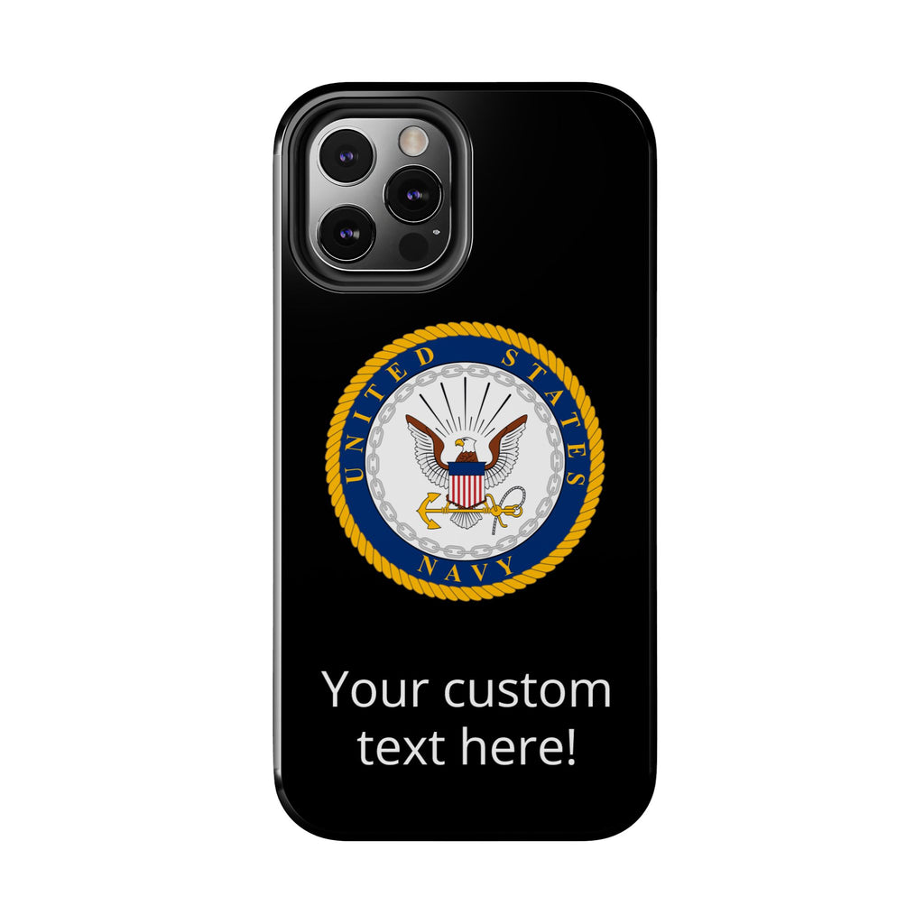 Navy Emblem Tough Phone Case — Custom Text Military iPhone Cover