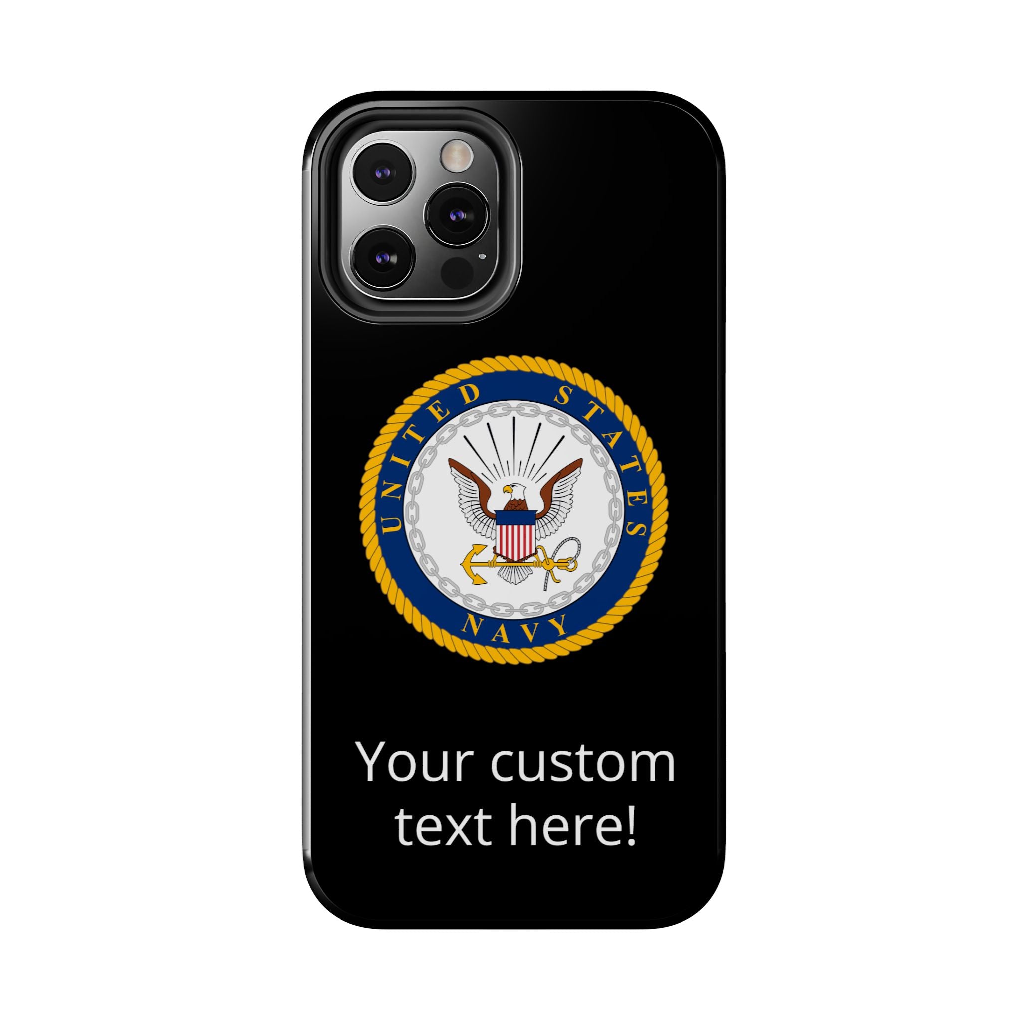 Navy Emblem Tough Phone Case — Custom Text Military iPhone Cover