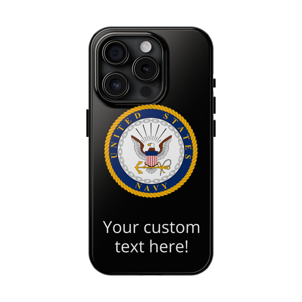 Navy Emblem Tough Phone Case — Custom Text Military iPhone Cover